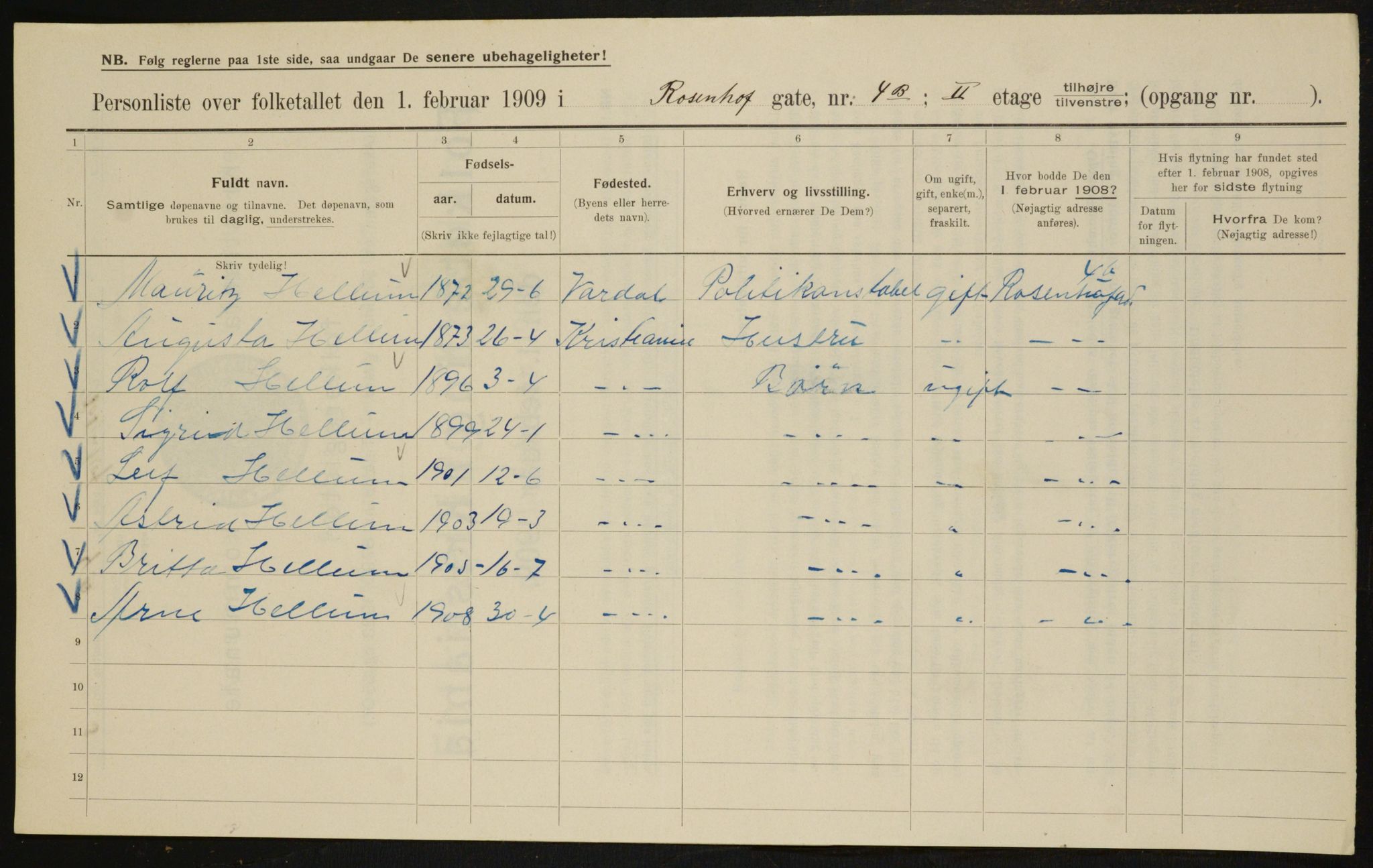 OBA, Municipal Census 1909 for Kristiania, 1909, p. 75894