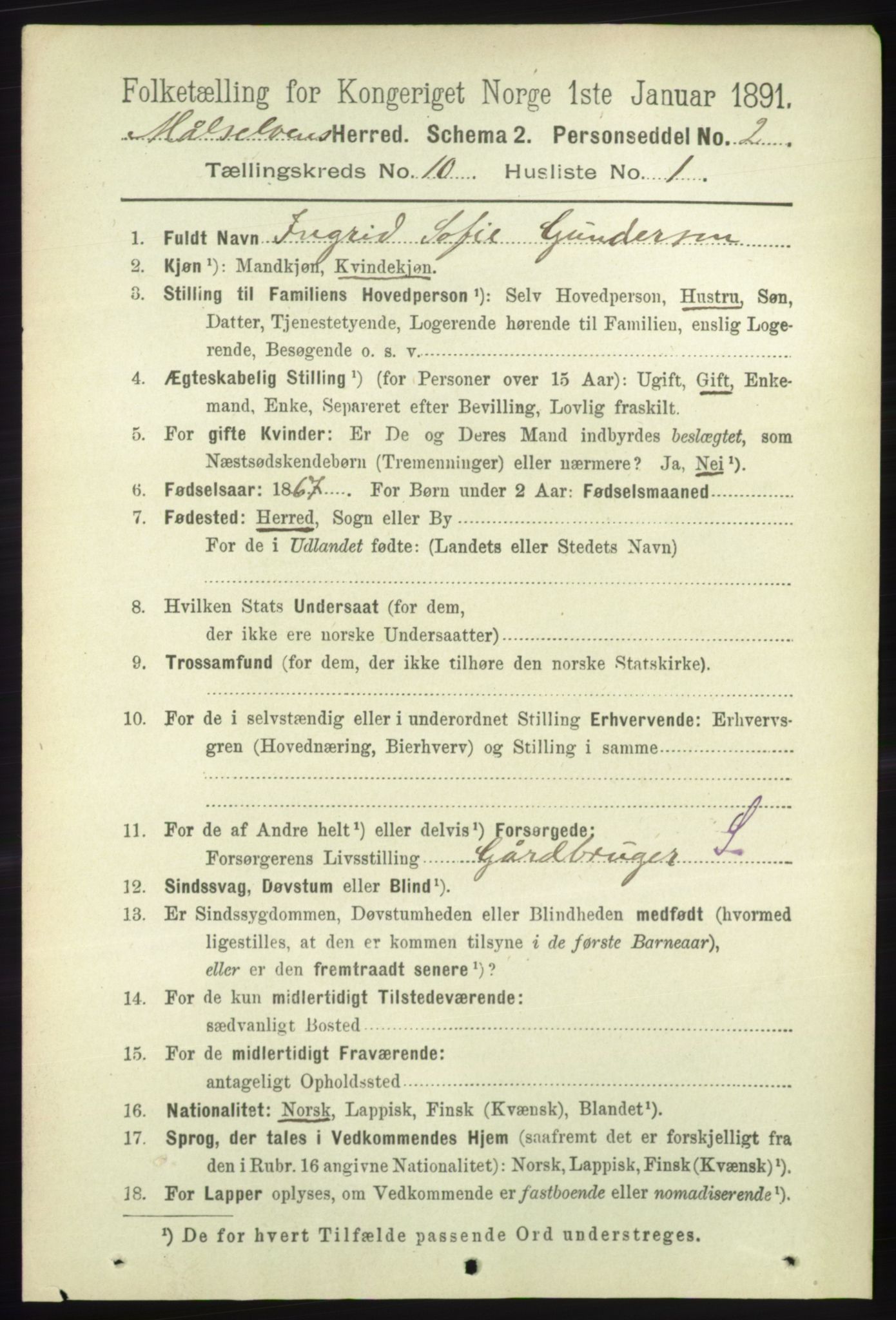 RA, 1891 census for 1924 Målselv, 1891, p. 2986