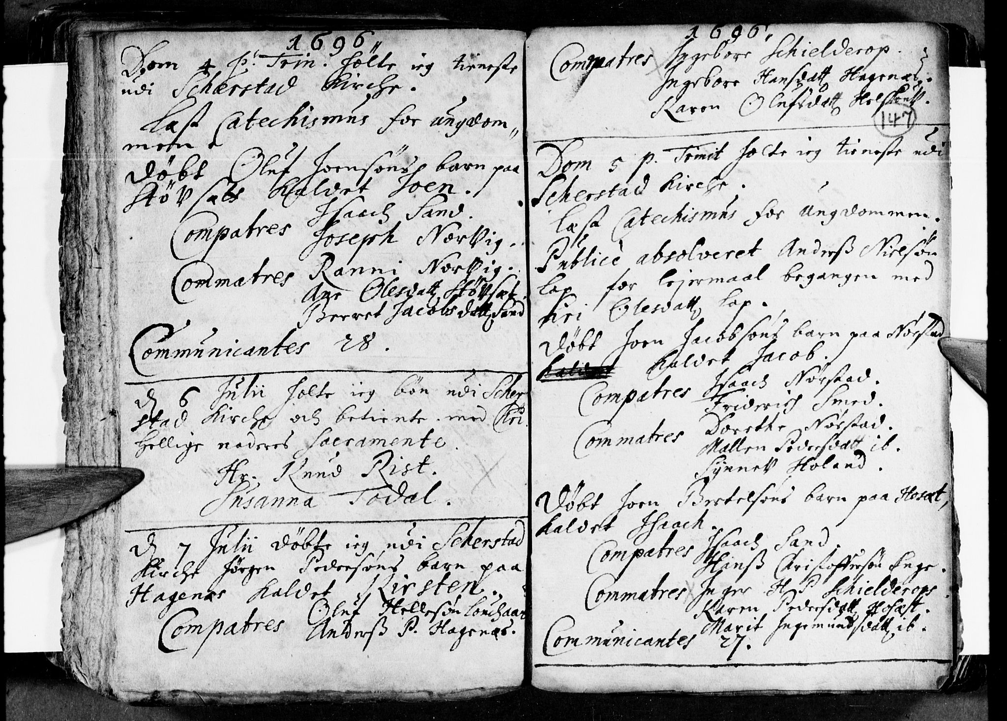 Ministerialprotokoller, klokkerbøker og fødselsregistre - Nordland, AV/SAT-A-1459/852/L0732: Parish register (official) no. 852A02, 1690-1699, p. 147