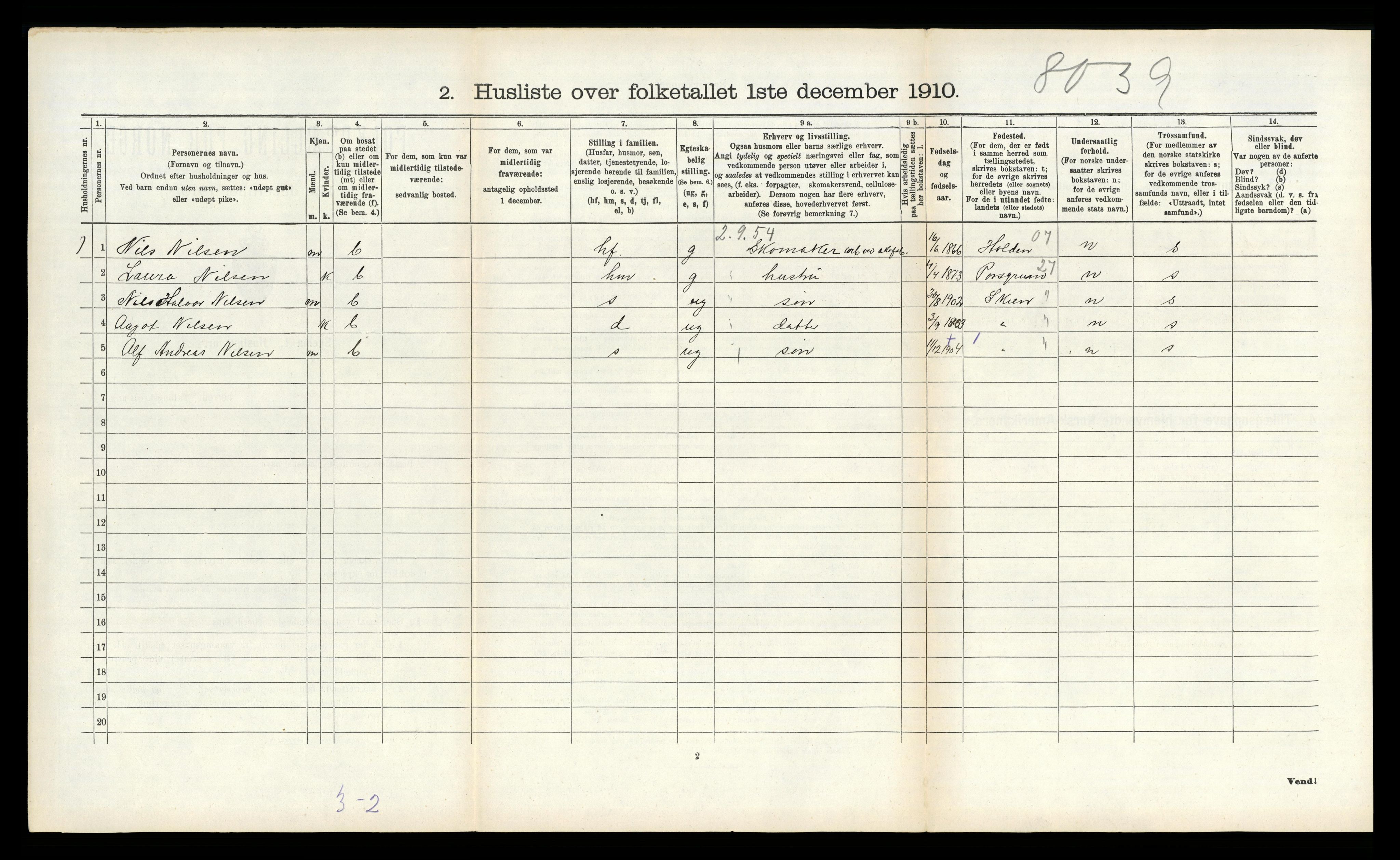 RA, 1910 census for Gjerpen, 1910, p. 286