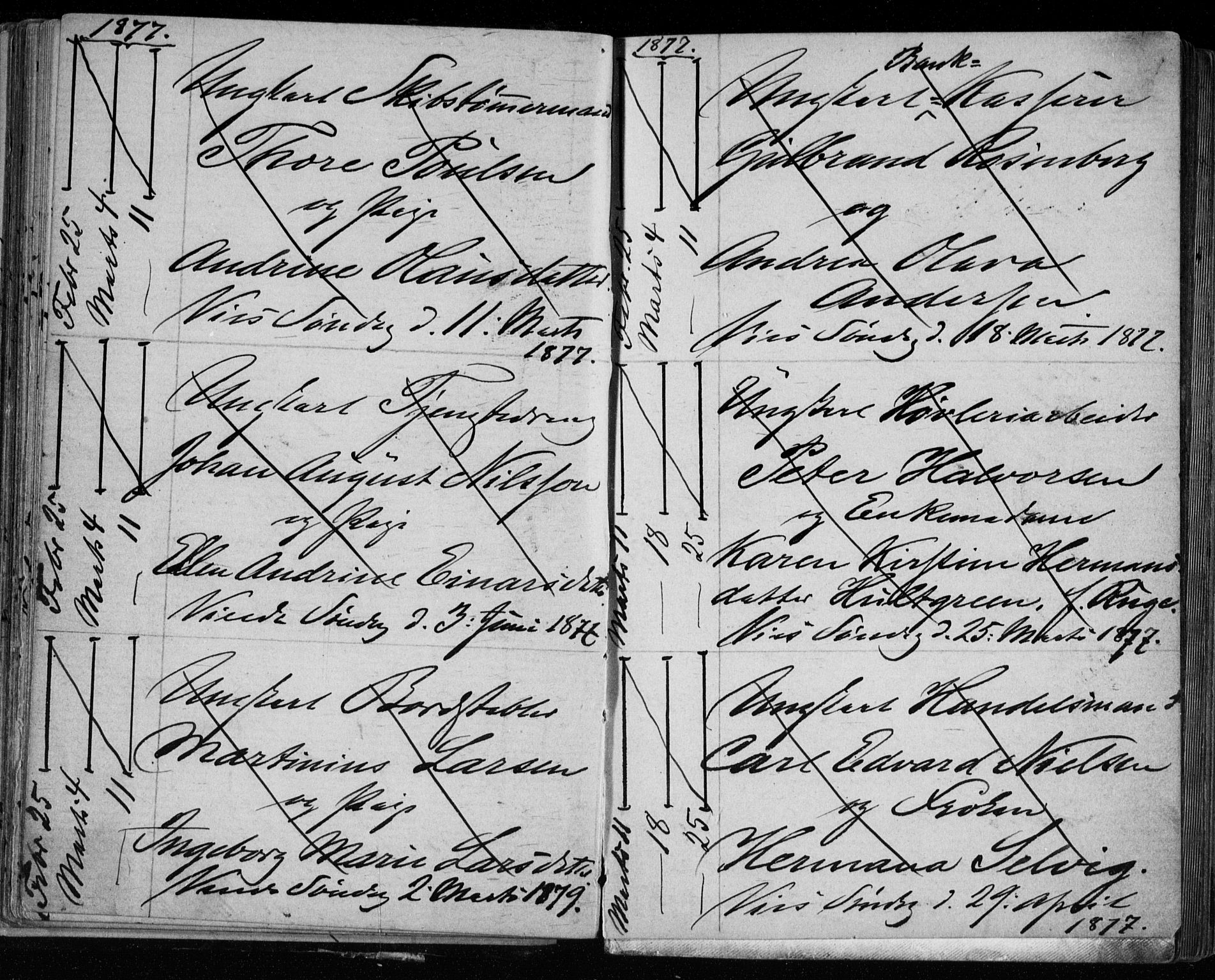 Bragernes kirkebøker, AV/SAKO-A-6/H/Ha/L0006: Banns register no. 6, 1873-1896