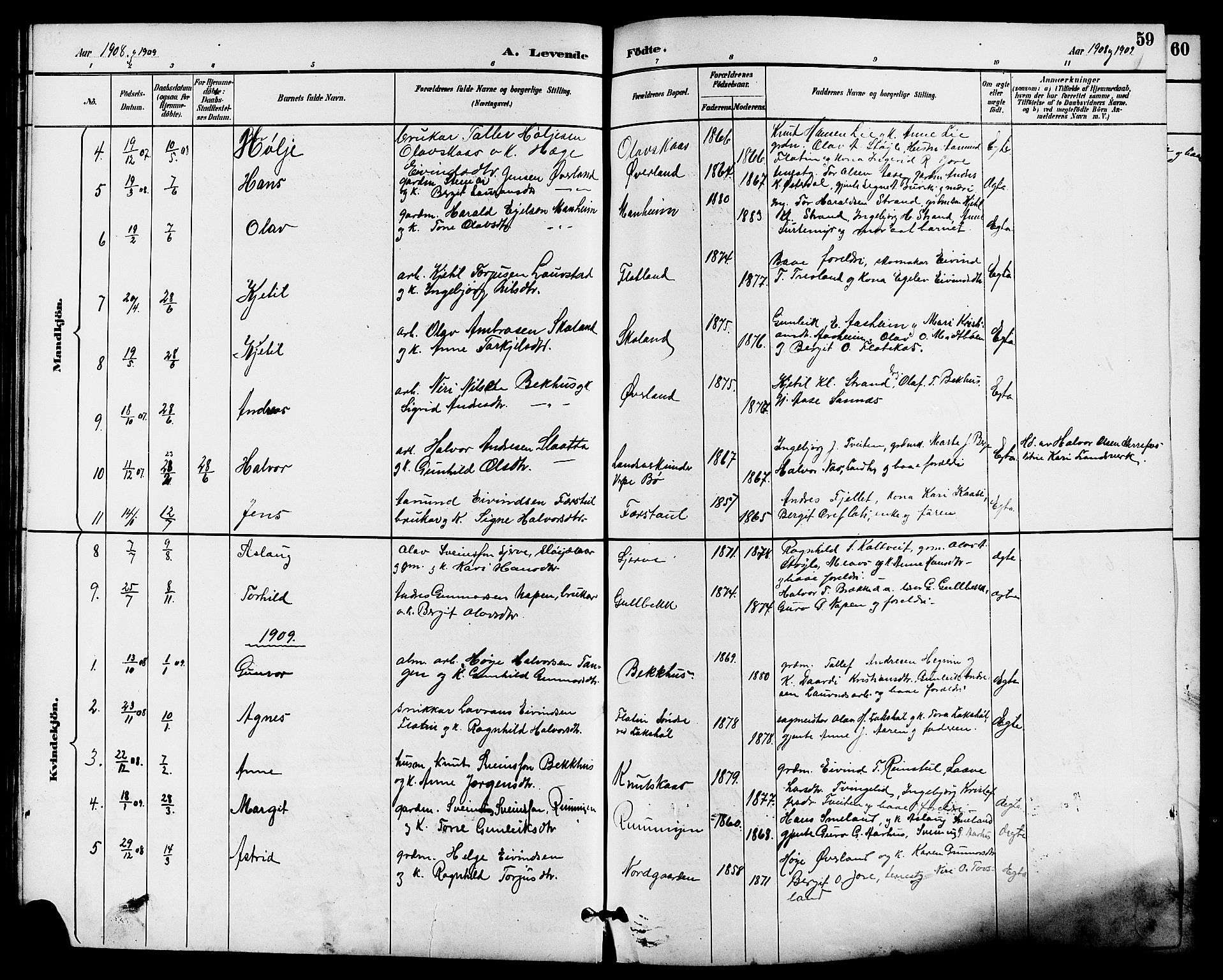 Seljord kirkebøker, SAKO/A-20/G/Ga/L0005: Parish register (copy) no. I 5, 1887-1914, p. 59