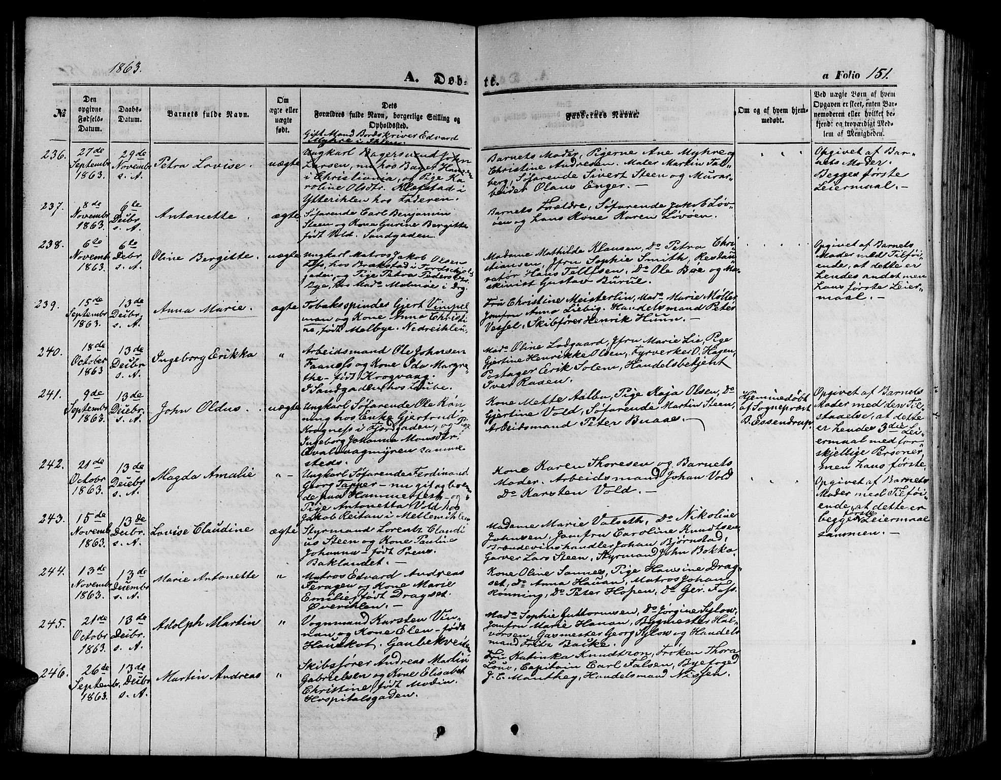 Ministerialprotokoller, klokkerbøker og fødselsregistre - Sør-Trøndelag, SAT/A-1456/602/L0139: Parish register (copy) no. 602C07, 1859-1864, p. 151