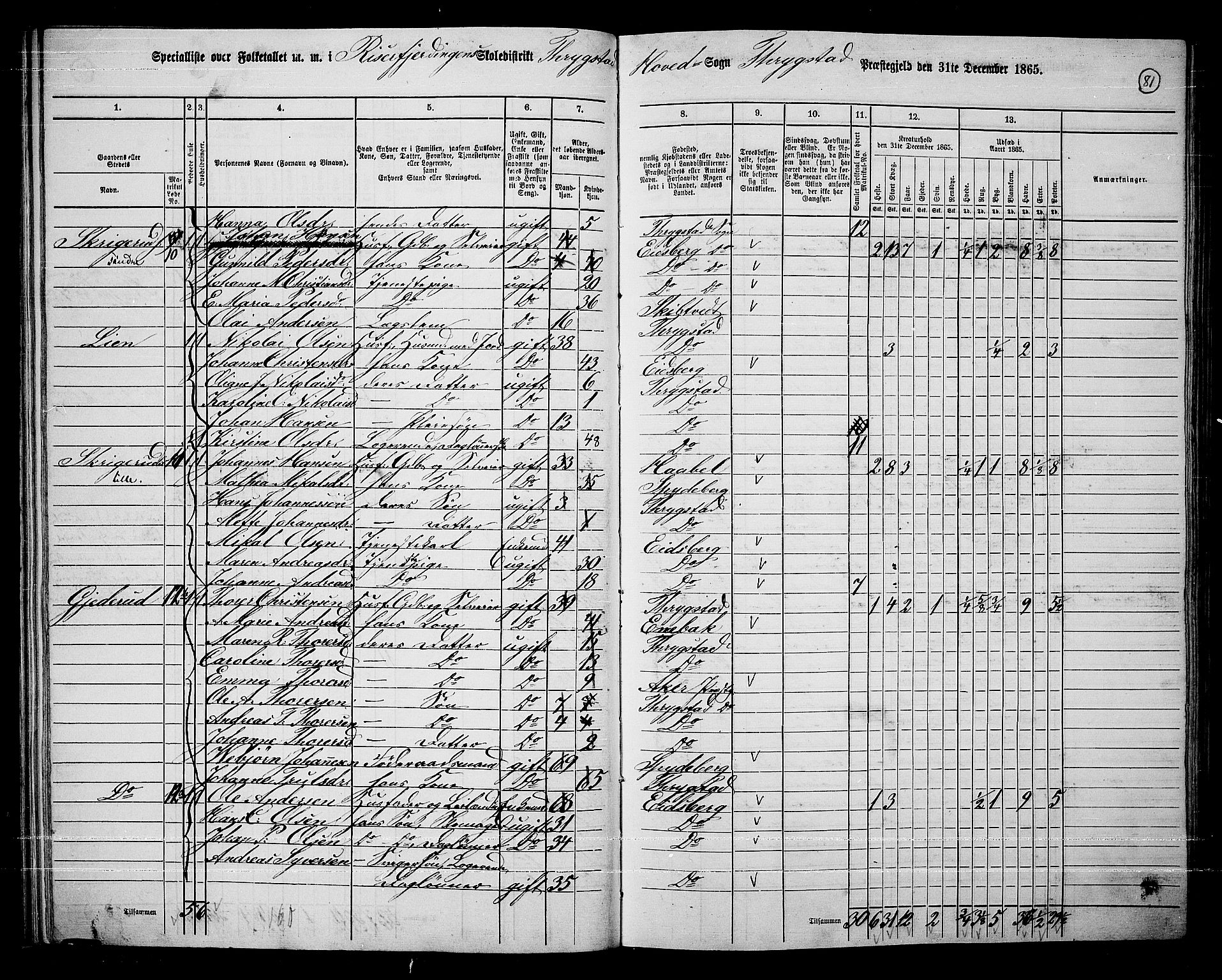 RA, 1865 census for Trøgstad, 1865, p. 70