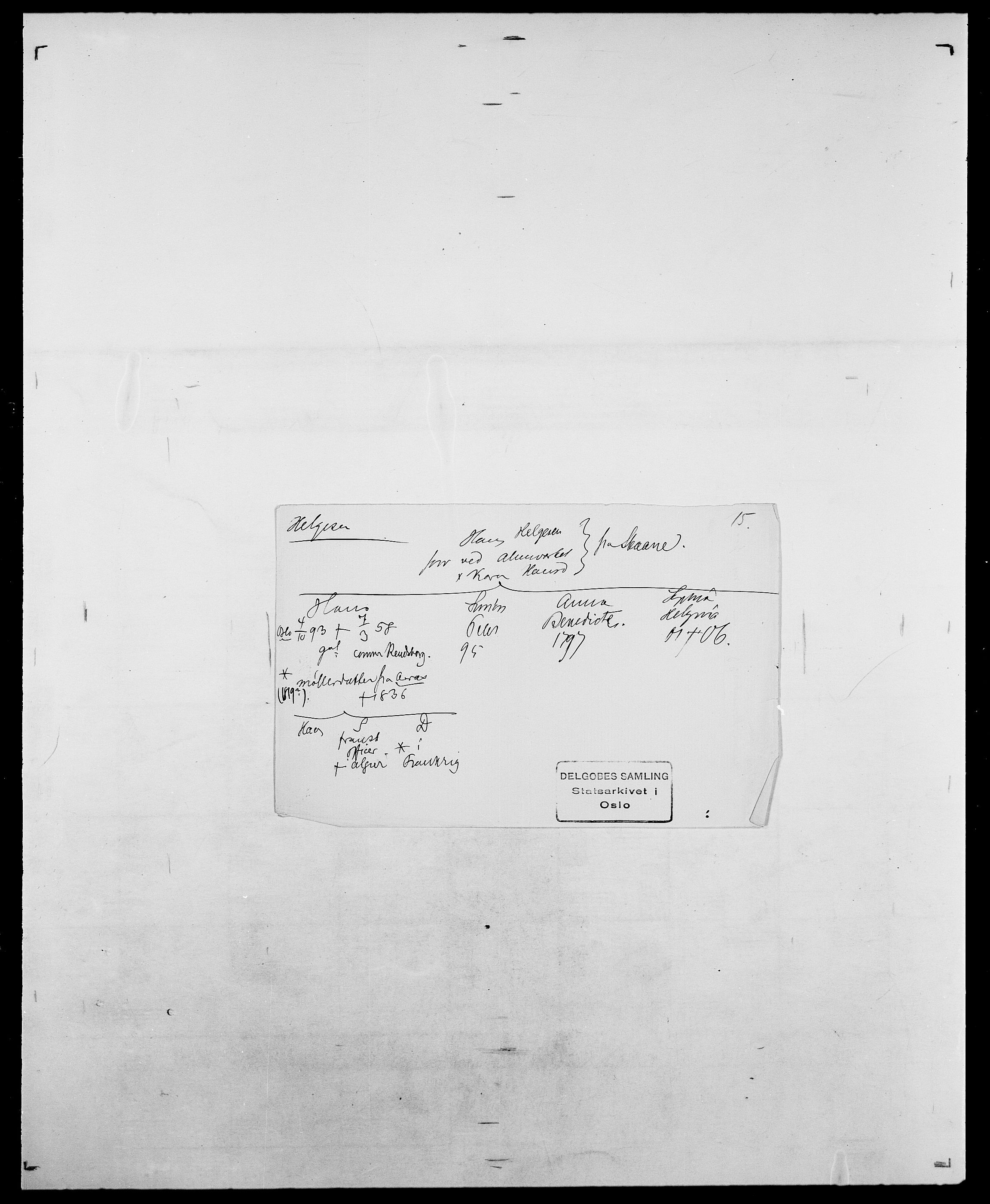 Delgobe, Charles Antoine - samling, AV/SAO-PAO-0038/D/Da/L0017: Helander - Hjørne, p. 18