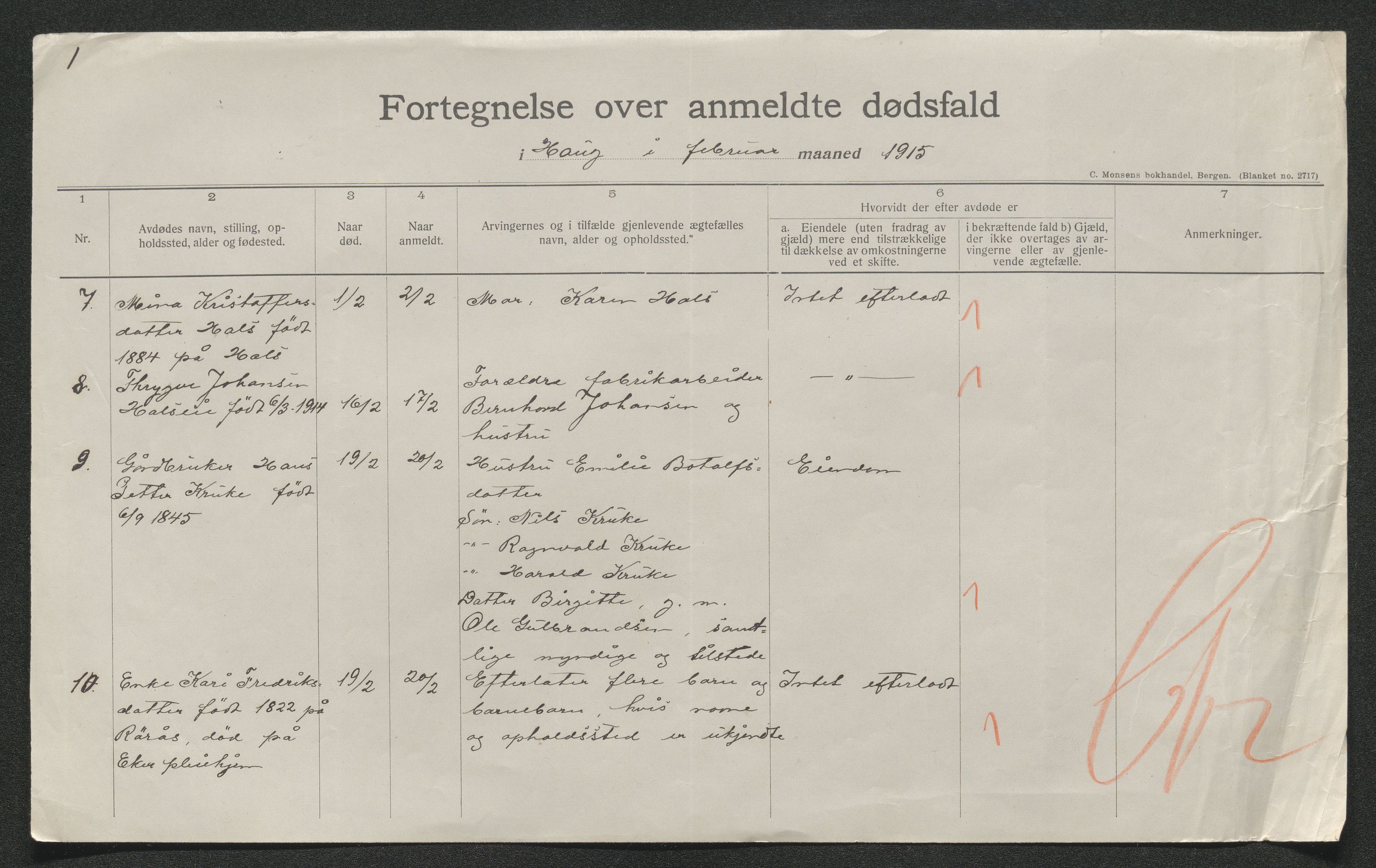 Eiker, Modum og Sigdal sorenskriveri, AV/SAKO-A-123/H/Ha/Hab/L0037: Dødsfallsmeldinger, 1914-1915, p. 951