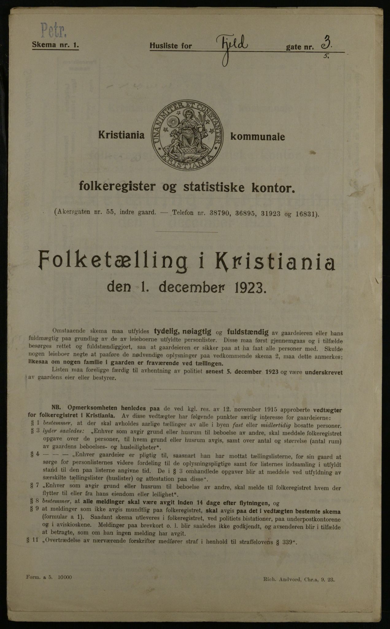 OBA, Municipal Census 1923 for Kristiania, 1923, p. 27390