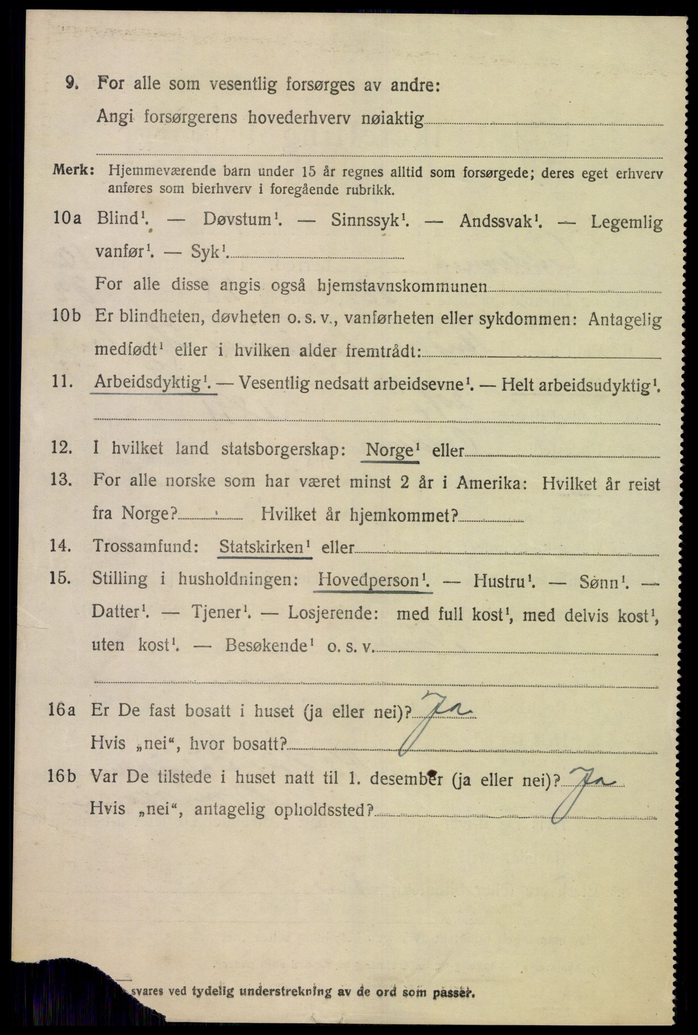 SAK, 1920 census for Oddernes, 1920, p. 6840