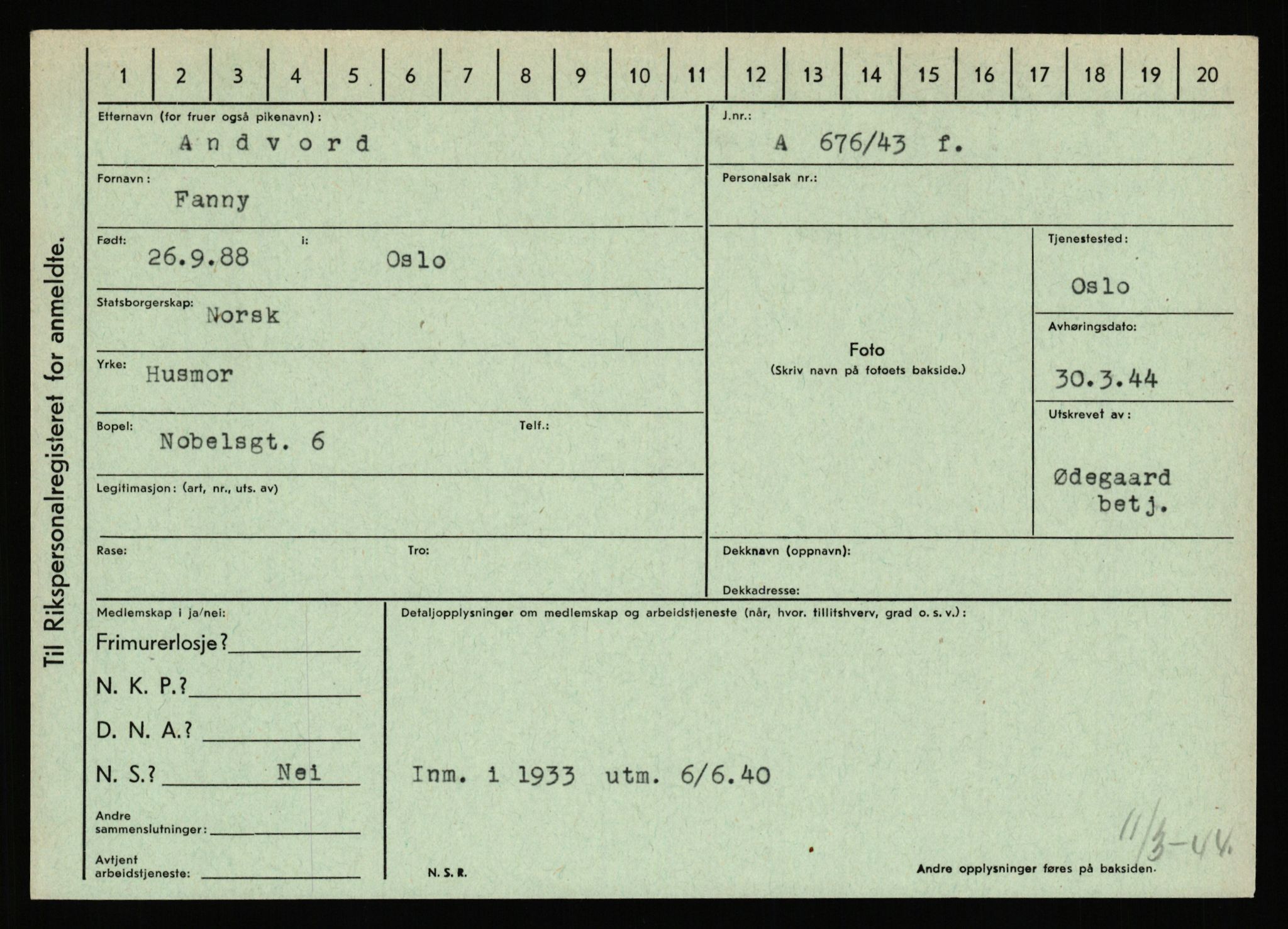 Statspolitiet - Hovedkontoret / Osloavdelingen, AV/RA-S-1329/C/Ca/L0001: Aabakken - Armann, 1943-1945, p. 4311