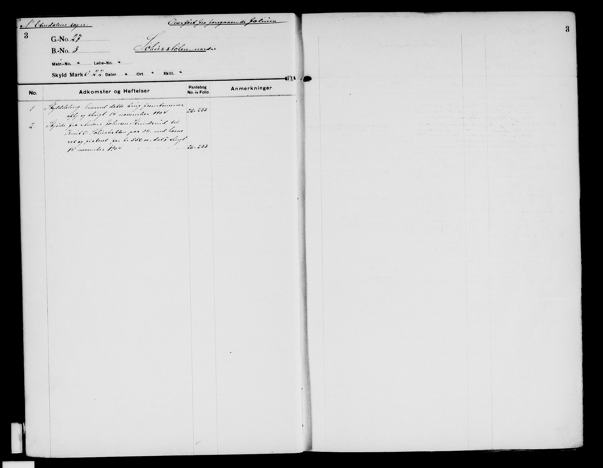 Valdres sorenskriveri, SAH/TING-016/H/Ha/Hae/L0009/0001: Mortgage register no. 5.9A, 1904-1940, p. 3