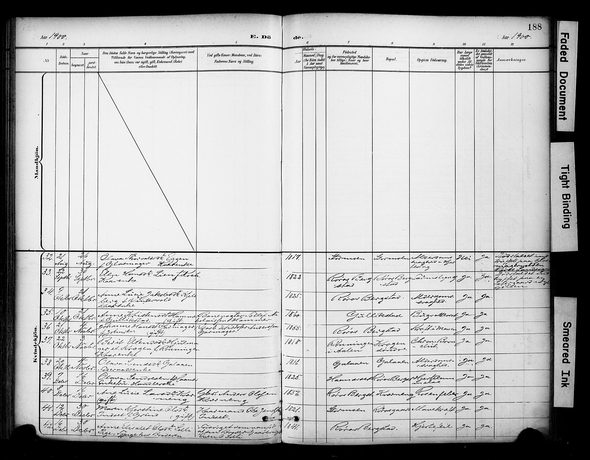 Ministerialprotokoller, klokkerbøker og fødselsregistre - Sør-Trøndelag, SAT/A-1456/681/L0936: Parish register (official) no. 681A14, 1899-1908, p. 188