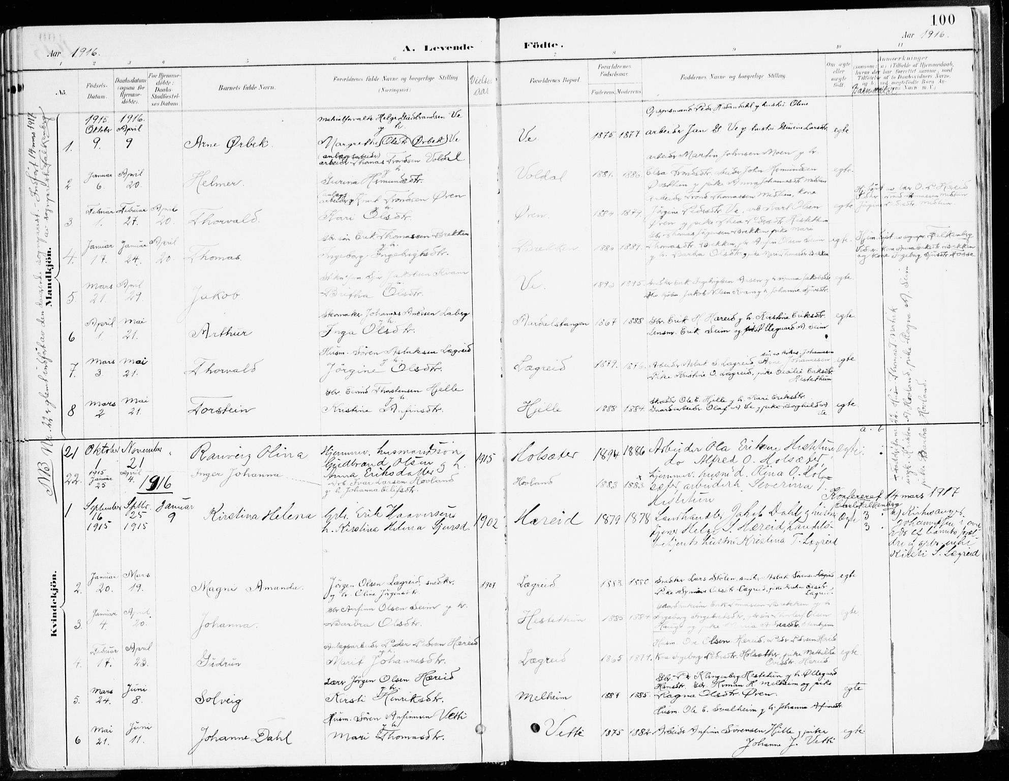 Årdal sokneprestembete, AV/SAB-A-81701: Parish register (official) no. A 5, 1887-1917, p. 100