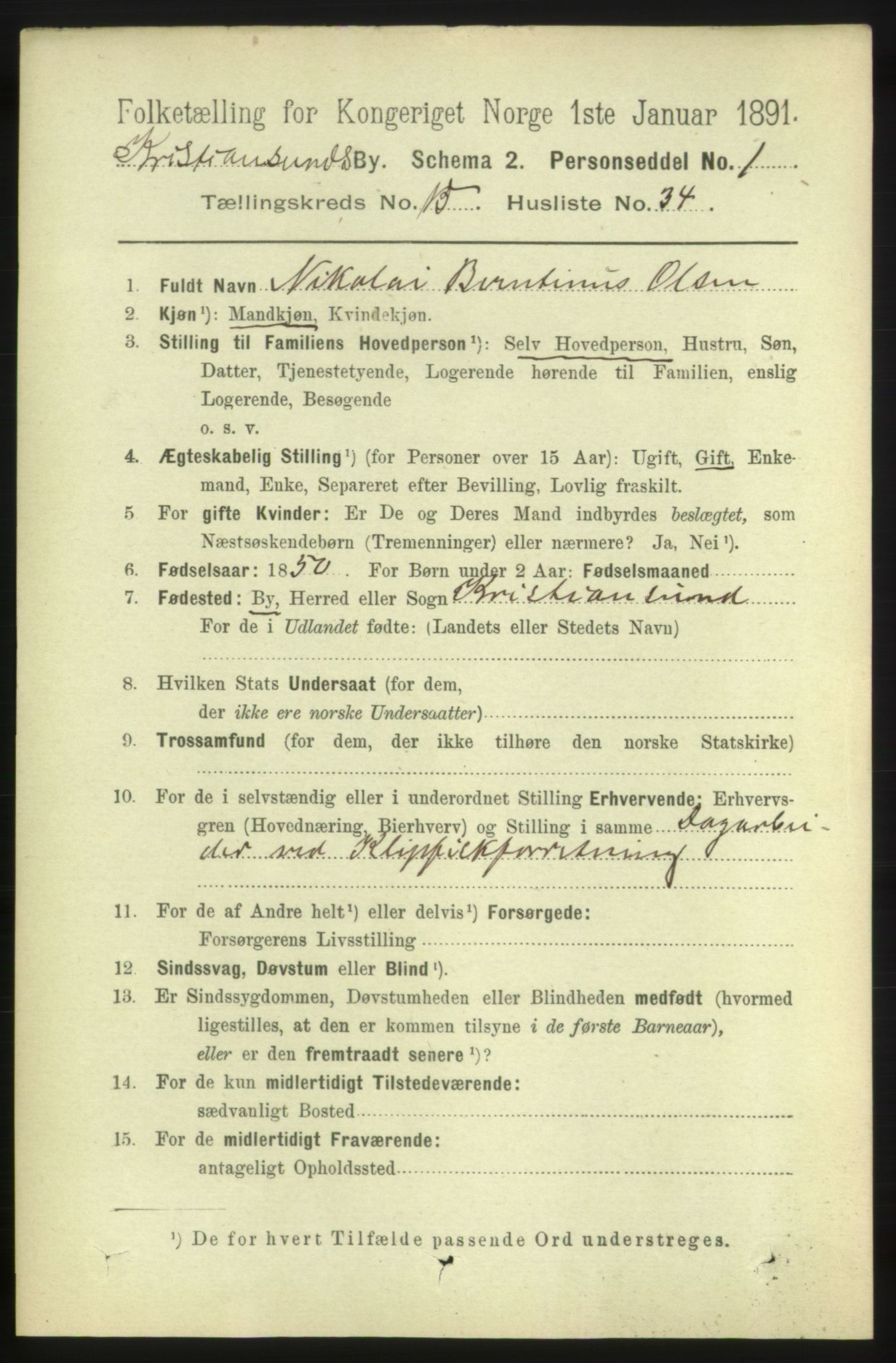 RA, 1891 census for 1503 Kristiansund, 1891, p. 11122