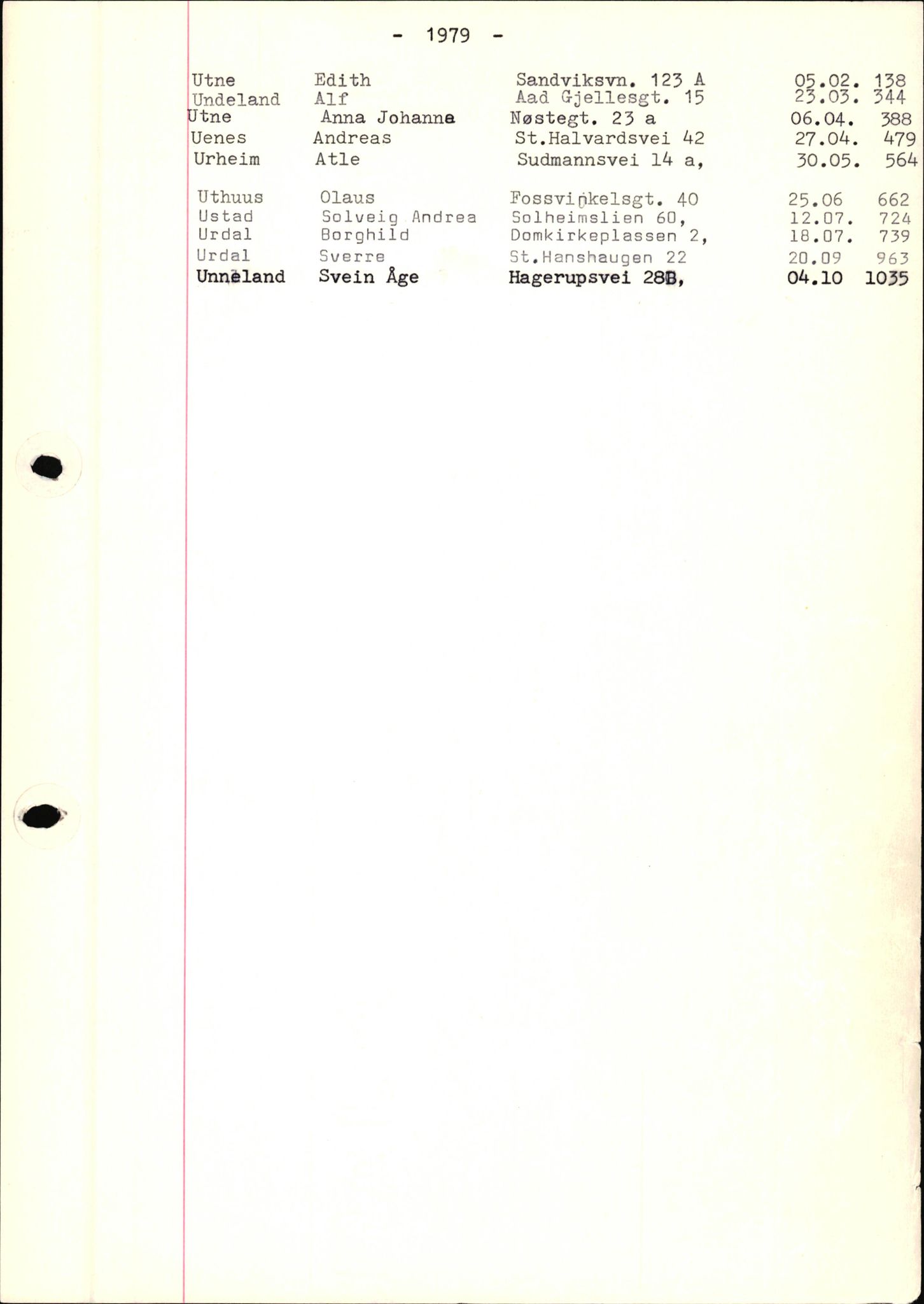 Byfogd og Byskriver i Bergen, SAB/A-3401/06/06Nb/L0019: Register til dødsfalljournaler, 1979, p. 36