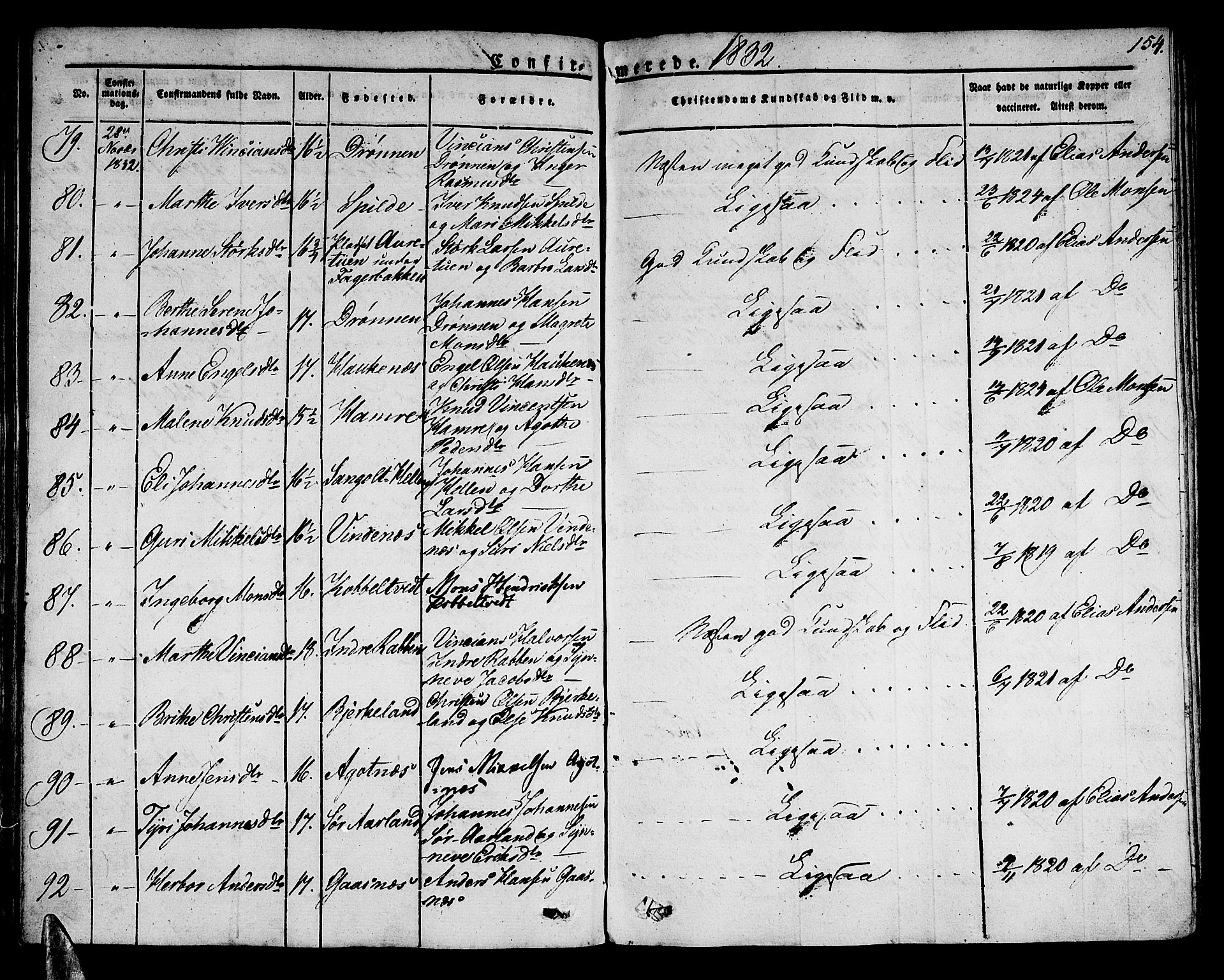 Sund sokneprestembete, AV/SAB-A-99930: Parish register (official) no. A 12, 1825-1835, p. 154