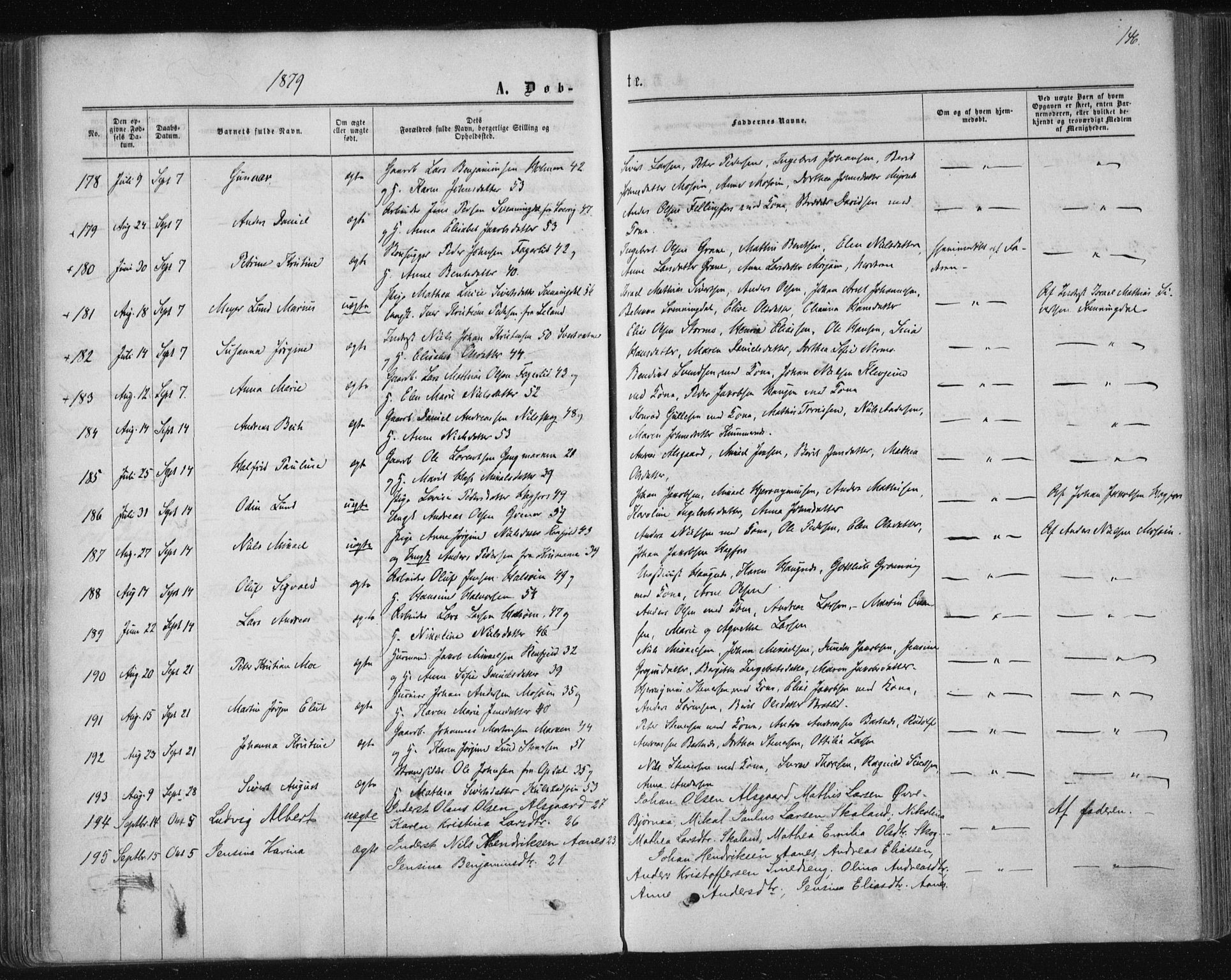 Ministerialprotokoller, klokkerbøker og fødselsregistre - Nordland, AV/SAT-A-1459/820/L0294: Parish register (official) no. 820A15, 1866-1879, p. 146