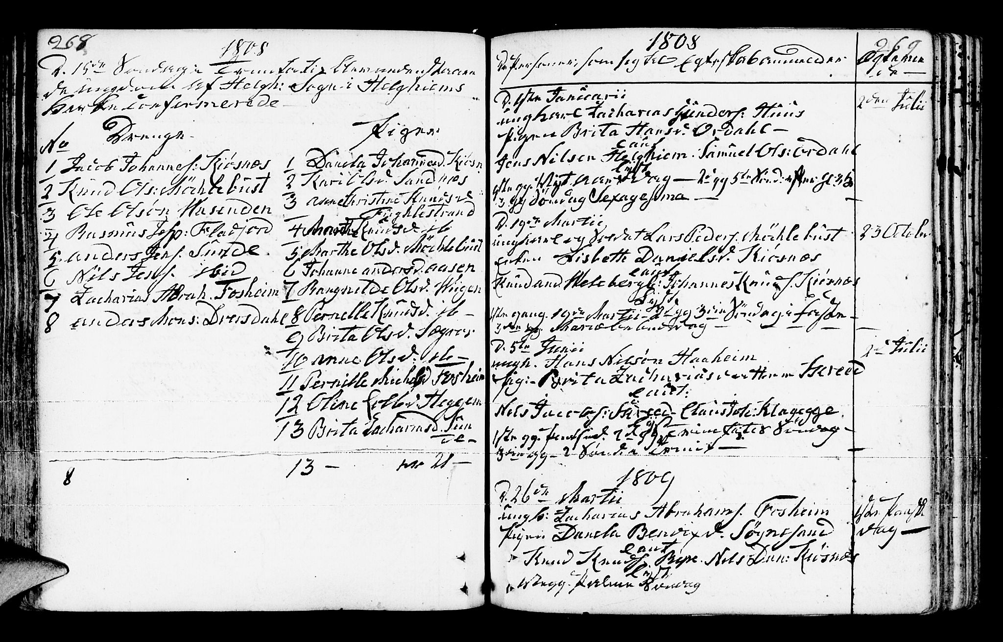 Jølster sokneprestembete, AV/SAB-A-80701/H/Haa/Haaa/L0006: Parish register (official) no. A 6, 1790-1821, p. 268-269