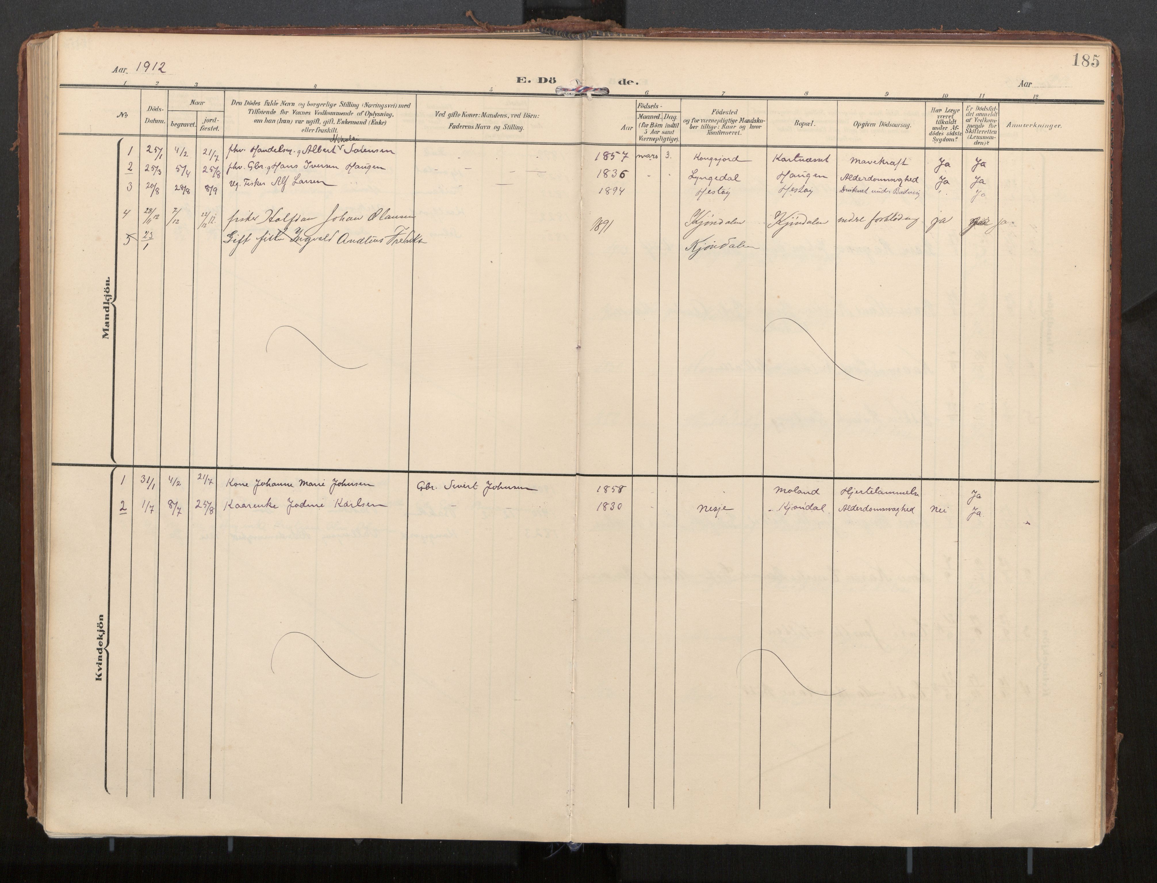 Ministerialprotokoller, klokkerbøker og fødselsregistre - Nordland, SAT/A-1459/884/L1194: Parish register (official) no. 884A02, 1906-1937, p. 185