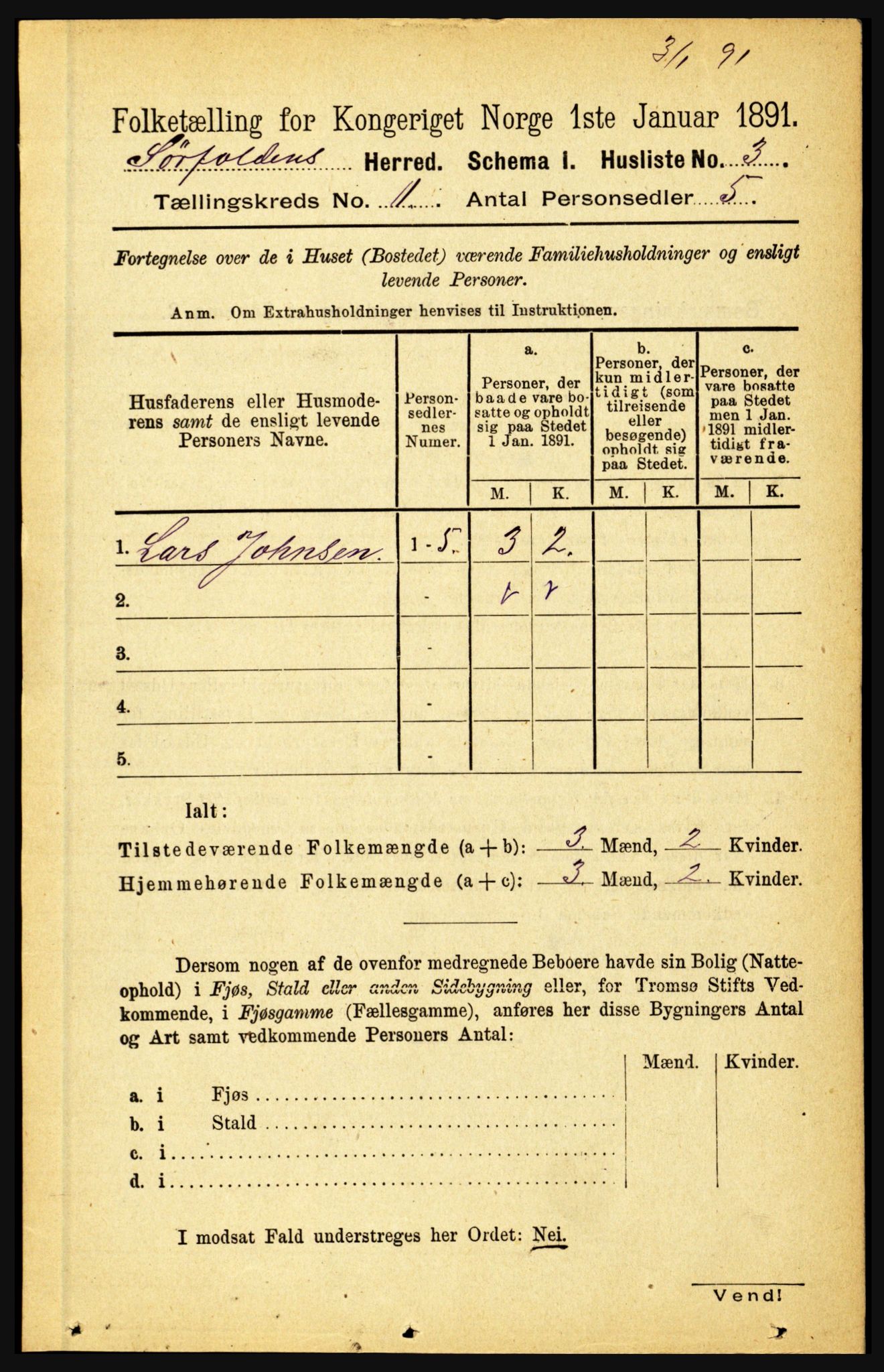 RA, 1891 census for 1845 Sørfold, 1891, p. 28