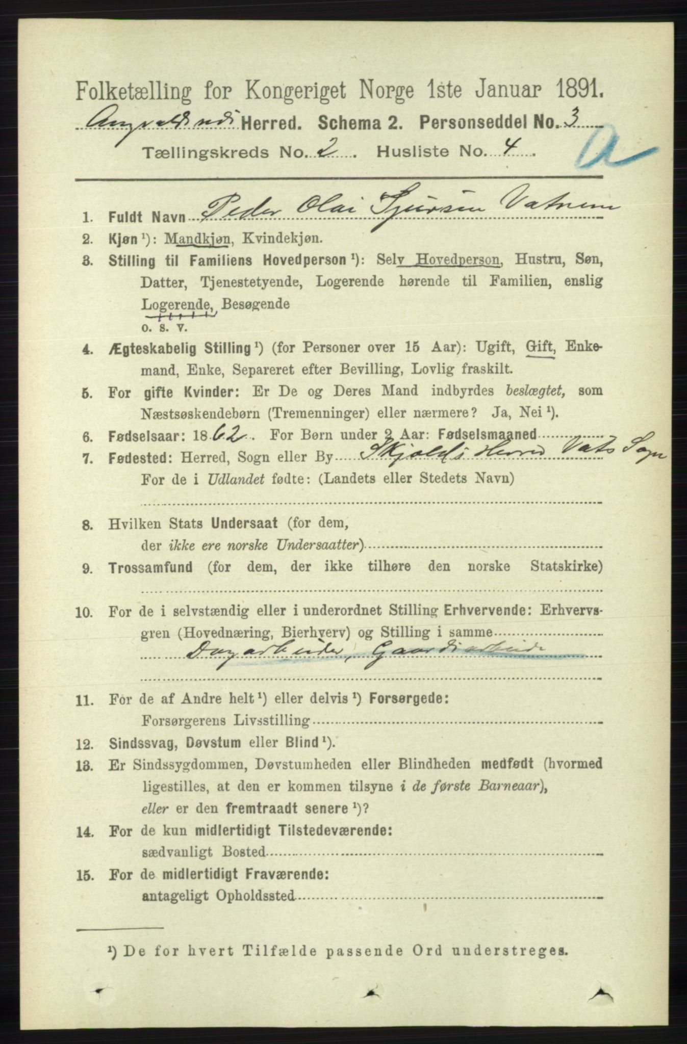 RA, 1891 census for 1147 Avaldsnes, 1891, p. 852