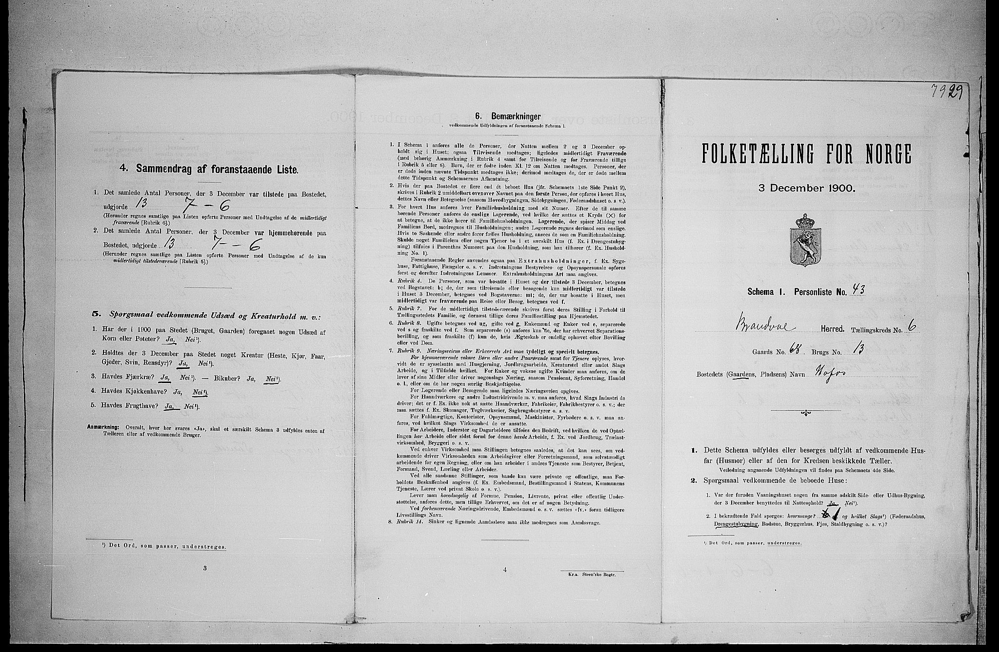 SAH, 1900 census for Brandval, 1900, p. 810