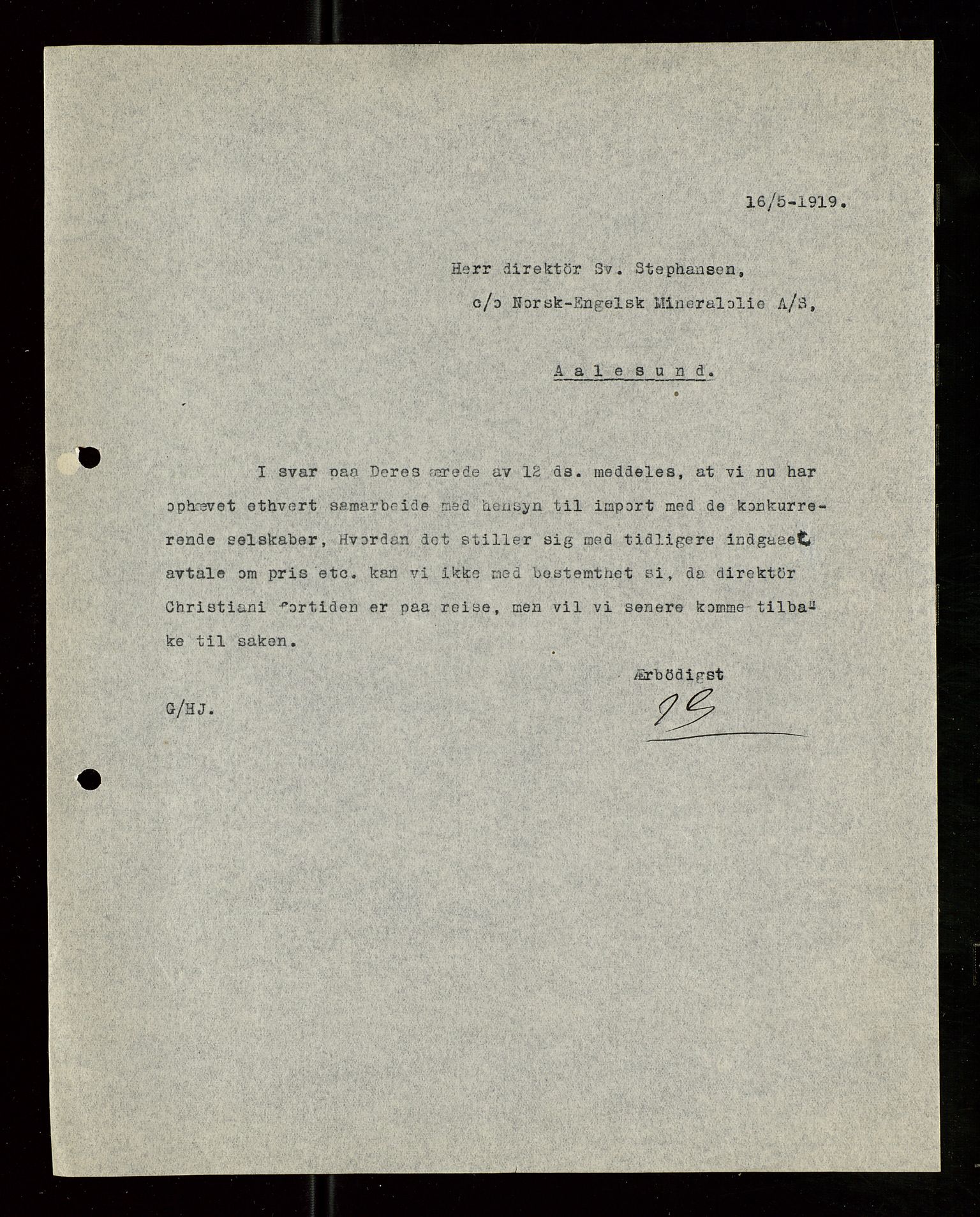 Pa 1521 - A/S Norske Shell, SAST/A-101915/E/Ea/Eaa/L0007: Sjefskorrespondanse, 1919, p. 560