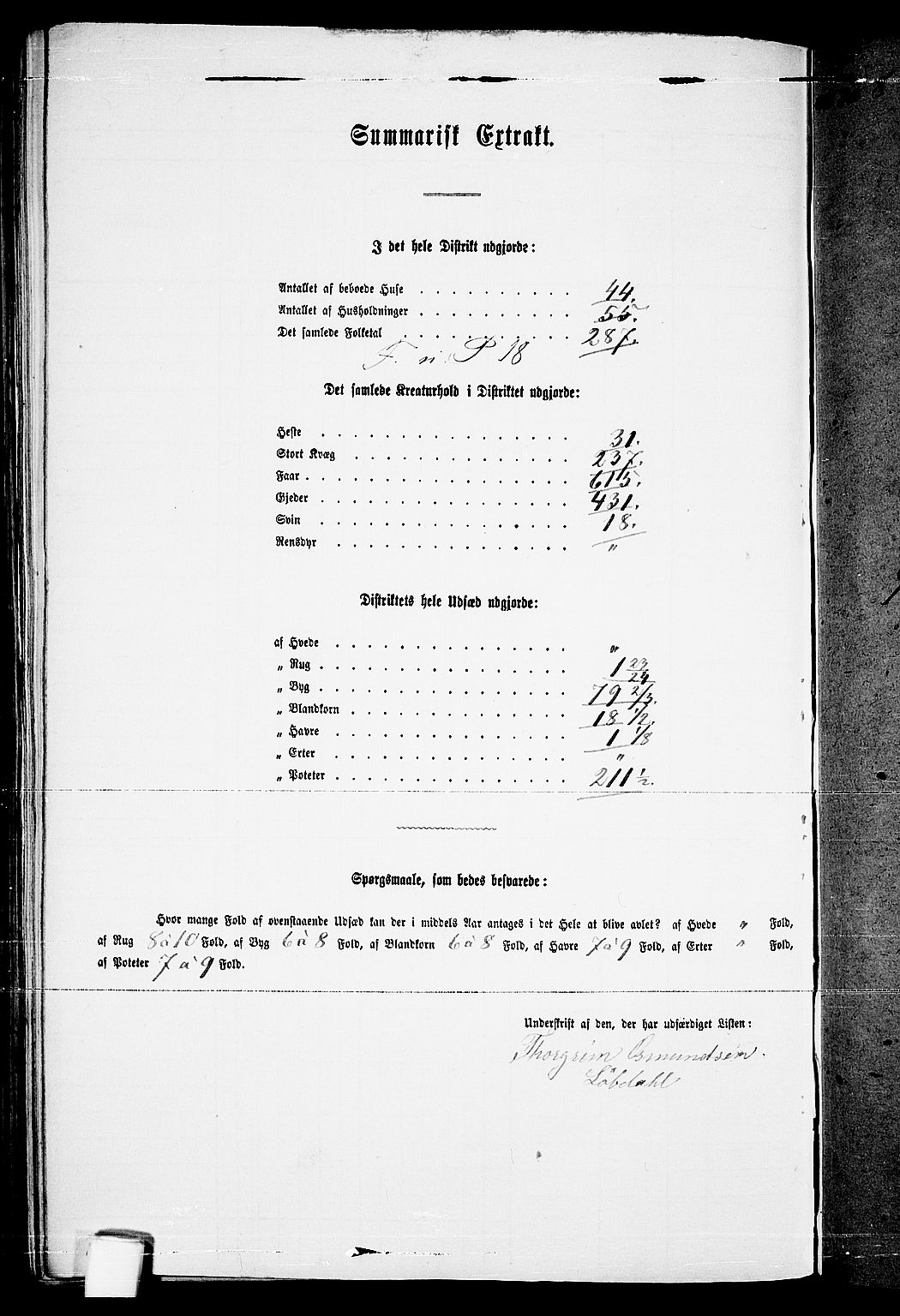 RA, 1865 census for Bygland, 1865, p. 78