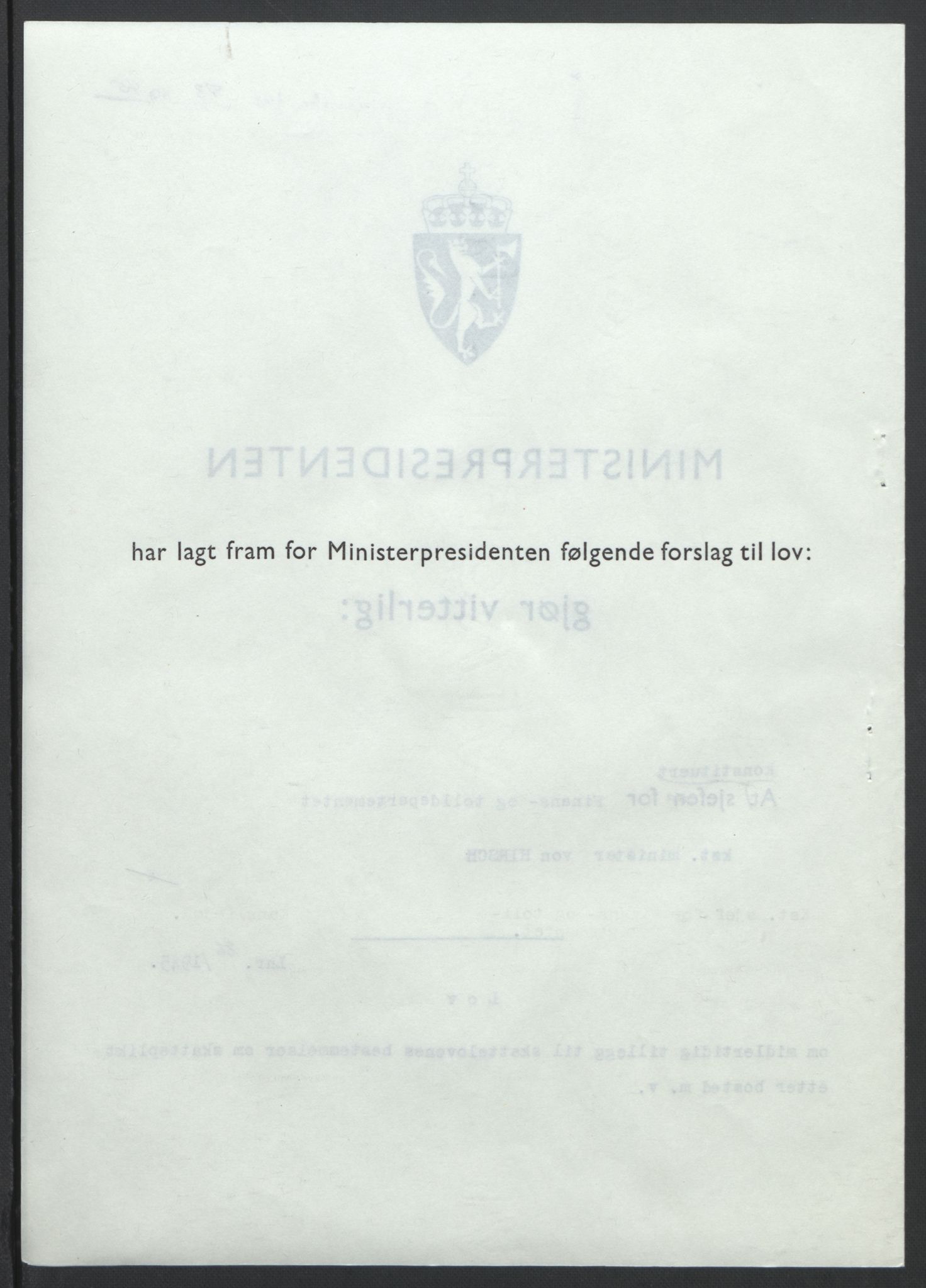 NS-administrasjonen 1940-1945 (Statsrådsekretariatet, de kommisariske statsråder mm), RA/S-4279/D/Db/L0101/0001: -- / Lover og vedtak, 1945, p. 147