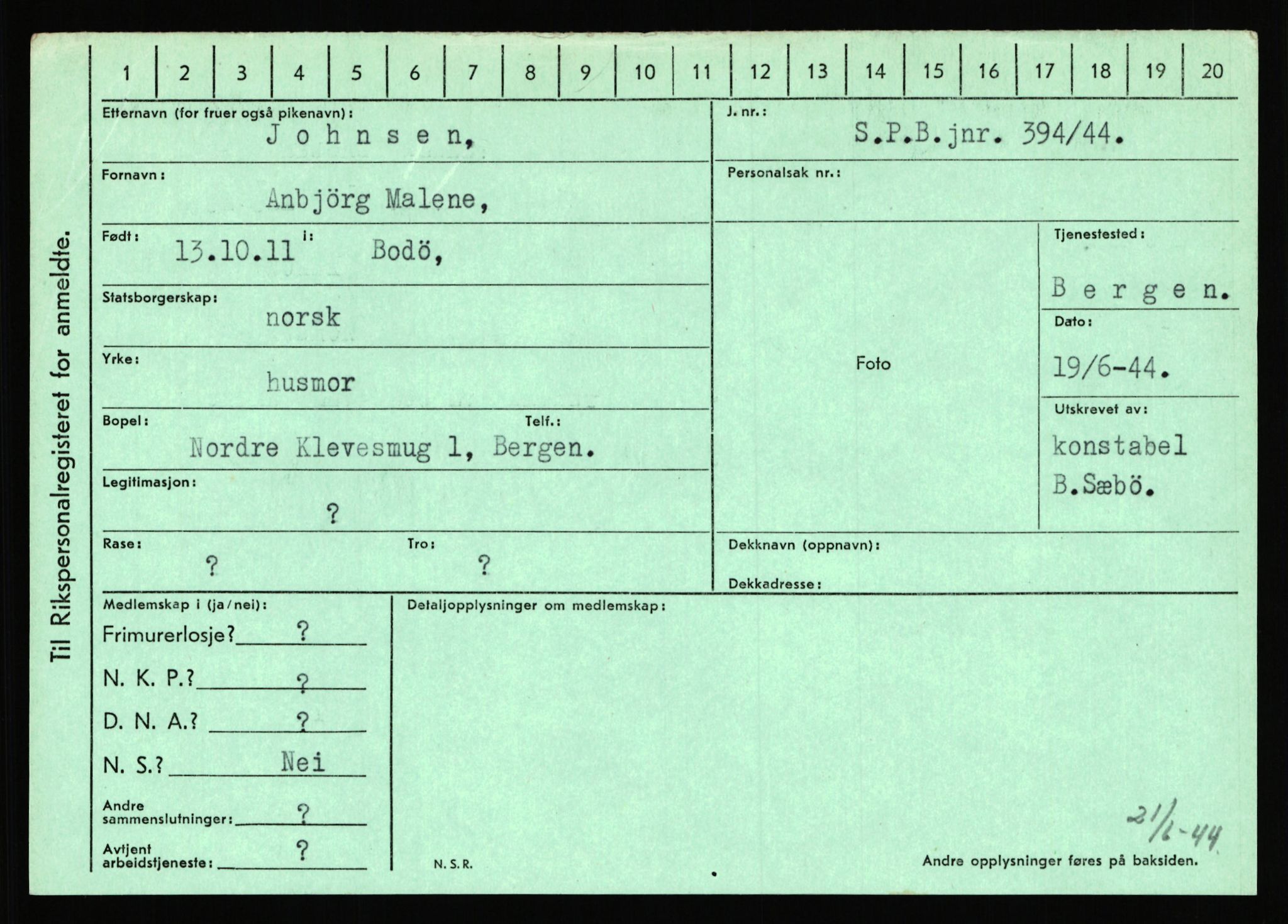 Statspolitiet - Hovedkontoret / Osloavdelingen, AV/RA-S-1329/C/Ca/L0008: Johan(nes)sen - Knoph, 1943-1945, p. 1885