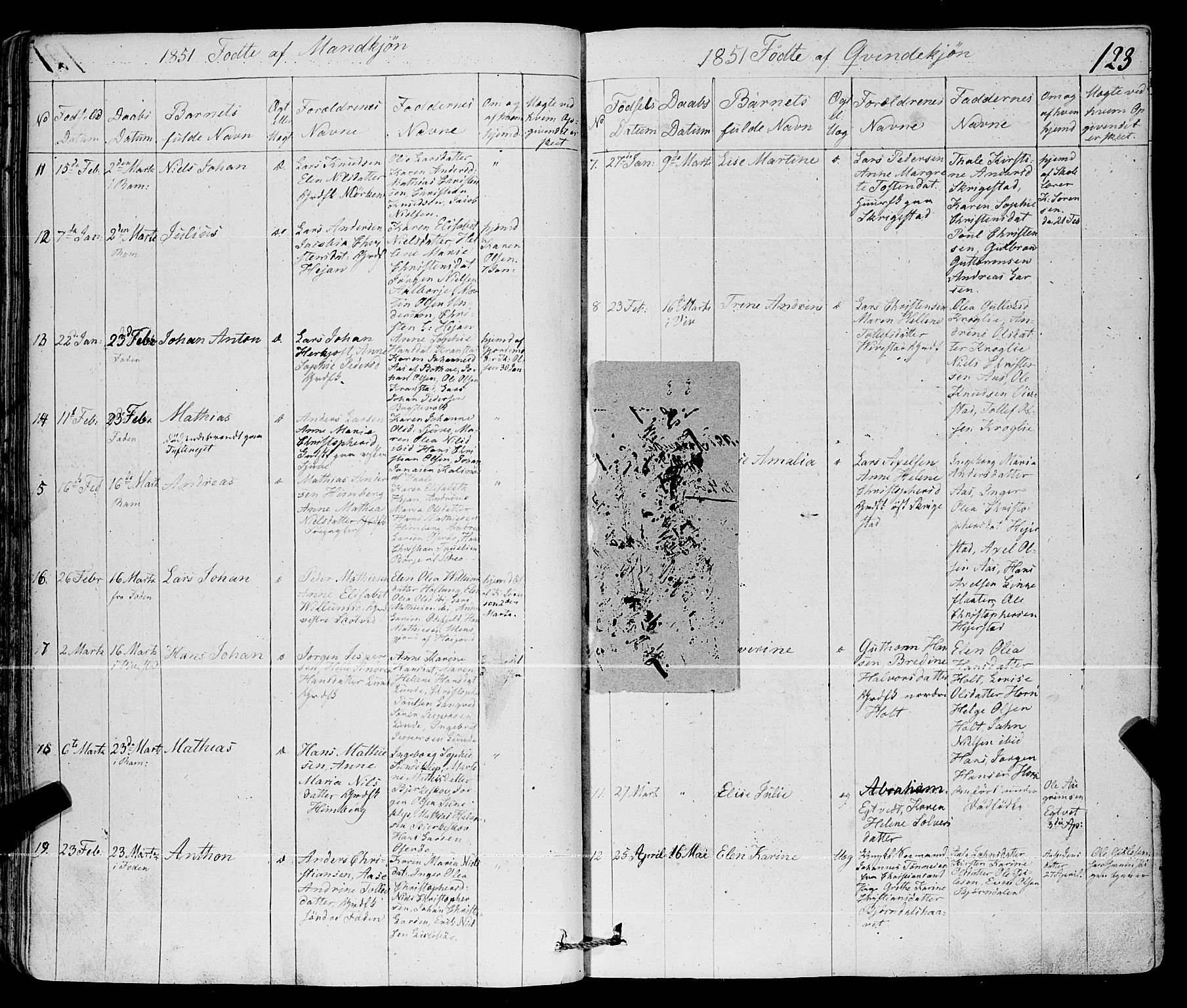 Ramnes kirkebøker, AV/SAKO-A-314/F/Fa/L0005: Parish register (official) no. I 5, 1841-1861, p. 122-123