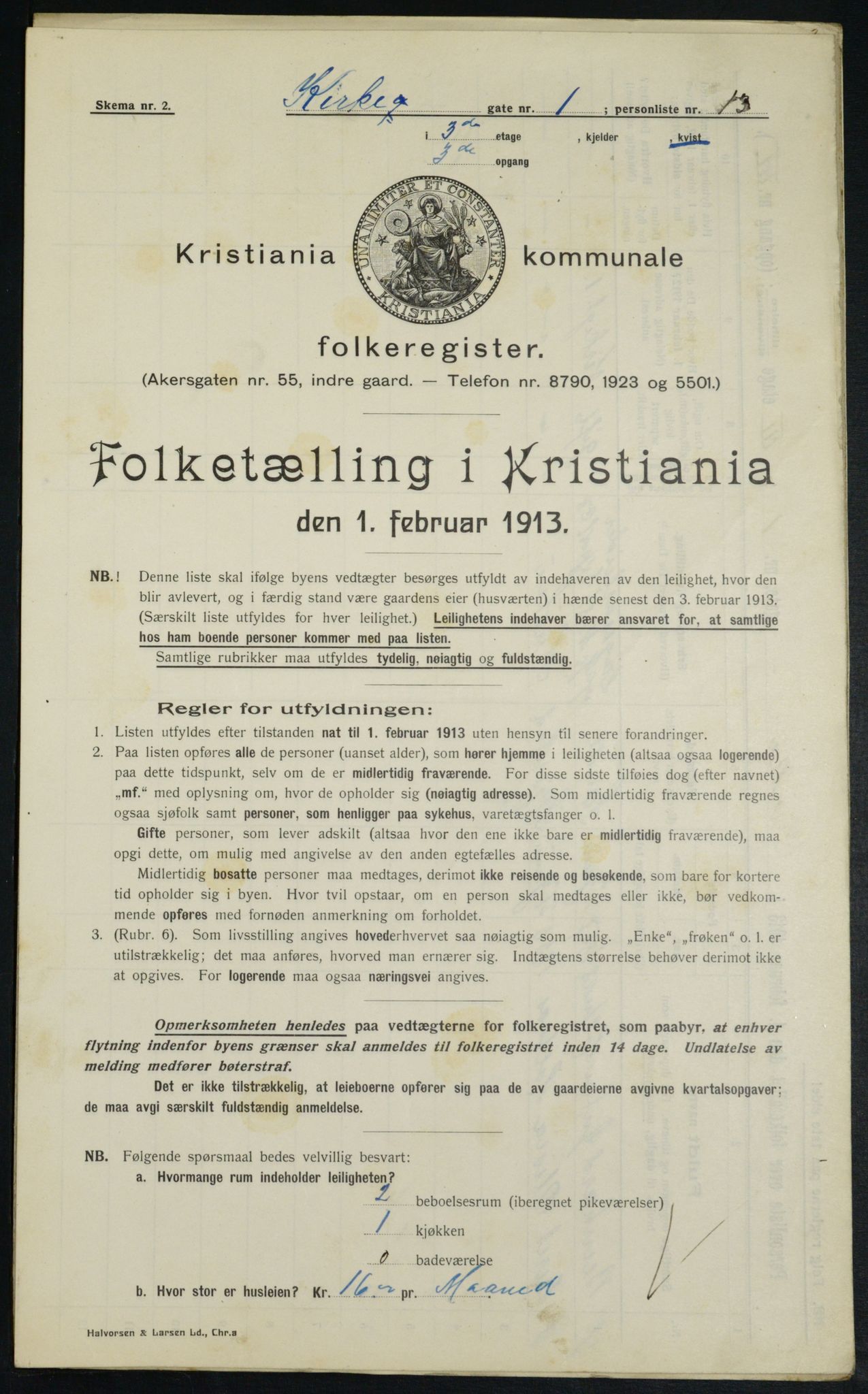 OBA, Municipal Census 1913 for Kristiania, 1913, p. 49464