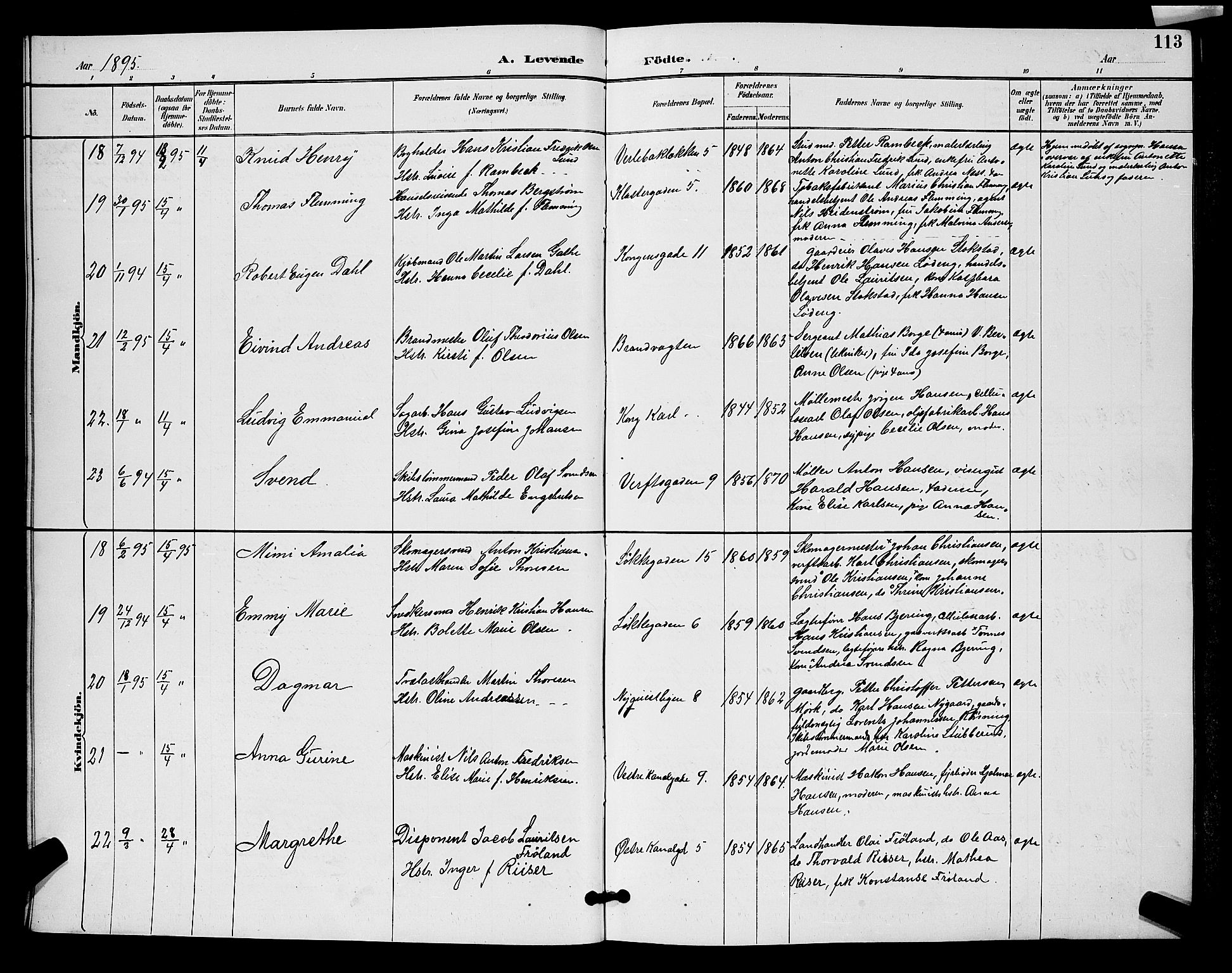 Moss prestekontor Kirkebøker, AV/SAO-A-2003/G/Ga/L0006: Parish register (copy) no. I 6, 1889-1900, p. 113