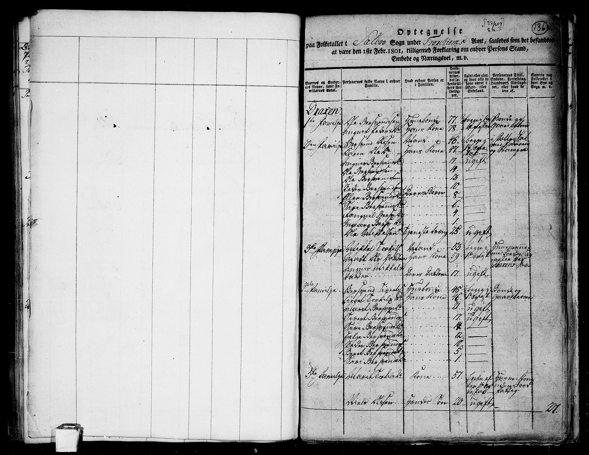 RA, 1801 census for 1664P Selbu, 1801, p. 135b-136a