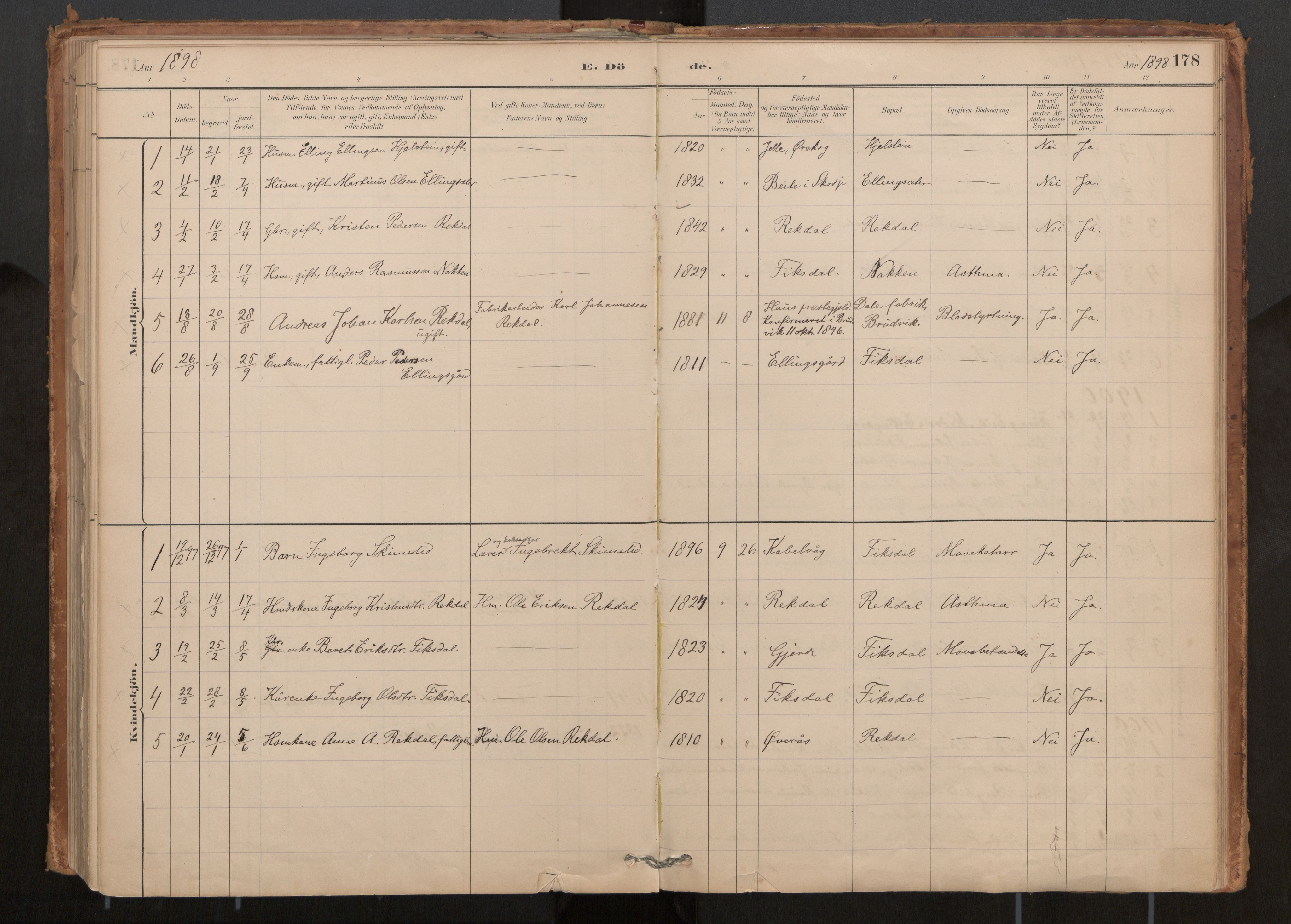 Ministerialprotokoller, klokkerbøker og fødselsregistre - Møre og Romsdal, AV/SAT-A-1454/540/L0540a: Parish register (official) no. 540A02, 1884-1908, p. 178