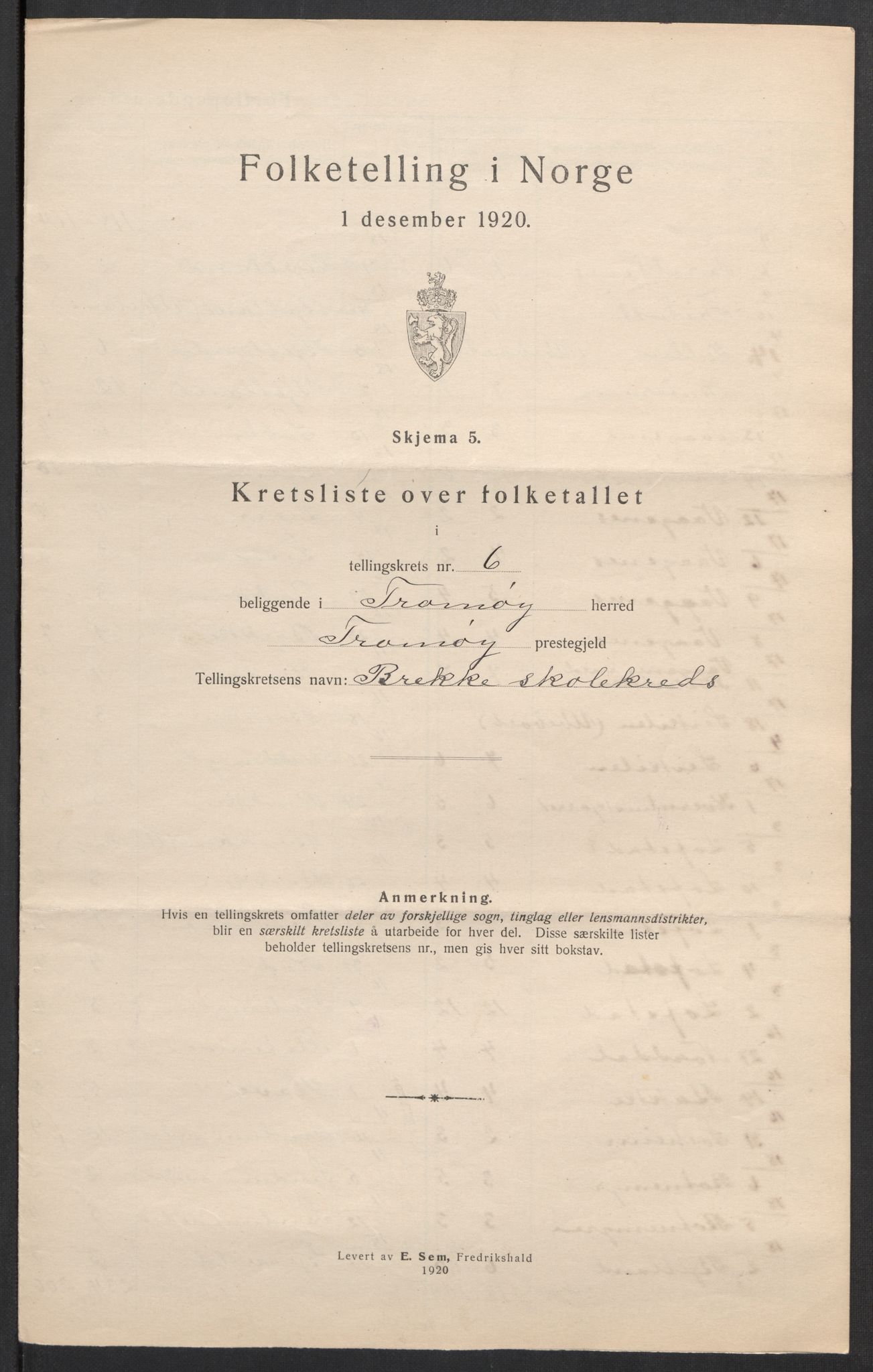 SAK, 1920 census for Tromøy, 1920, p. 21