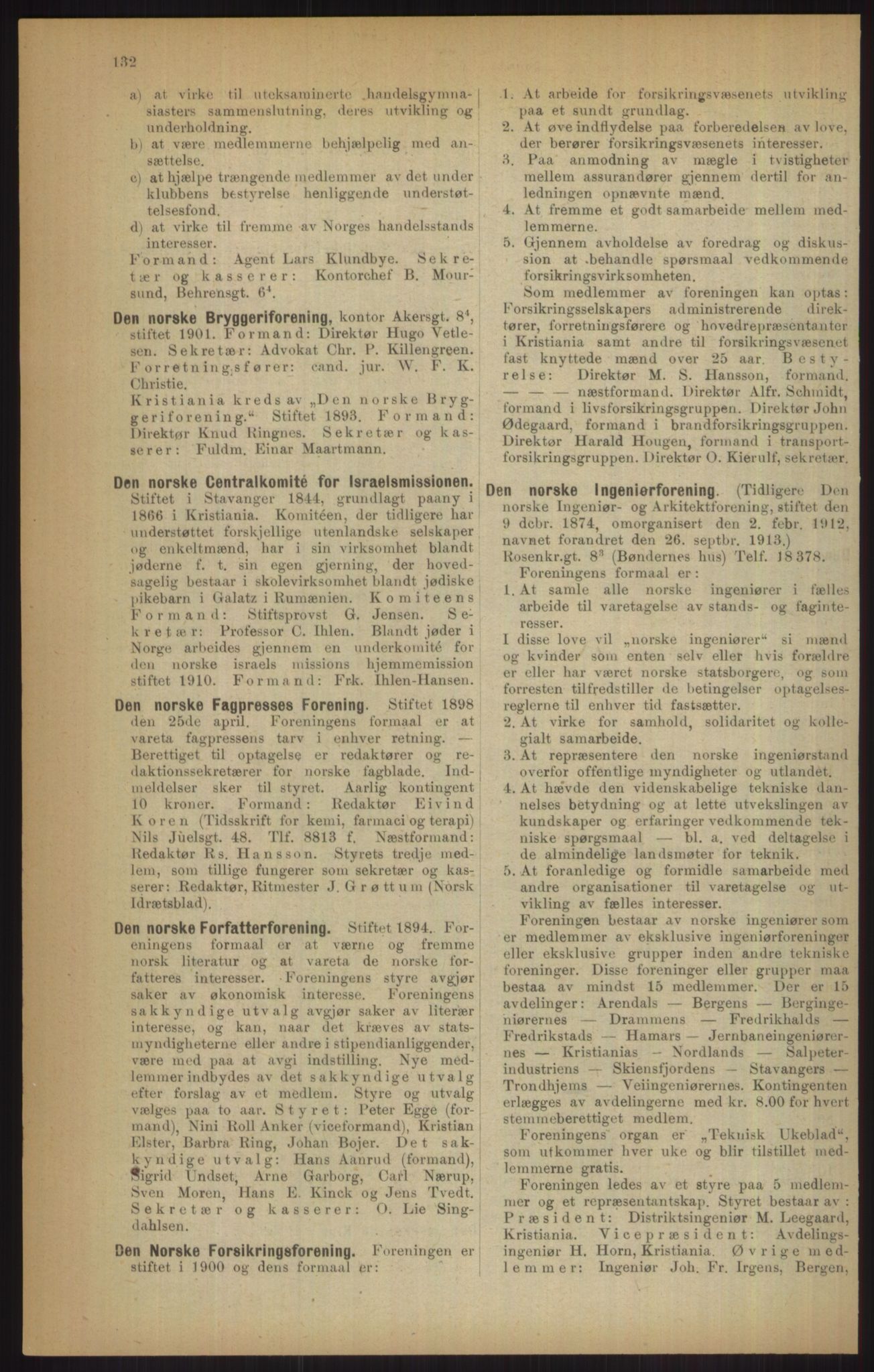 Kristiania/Oslo adressebok, PUBL/-, 1915, p. 132