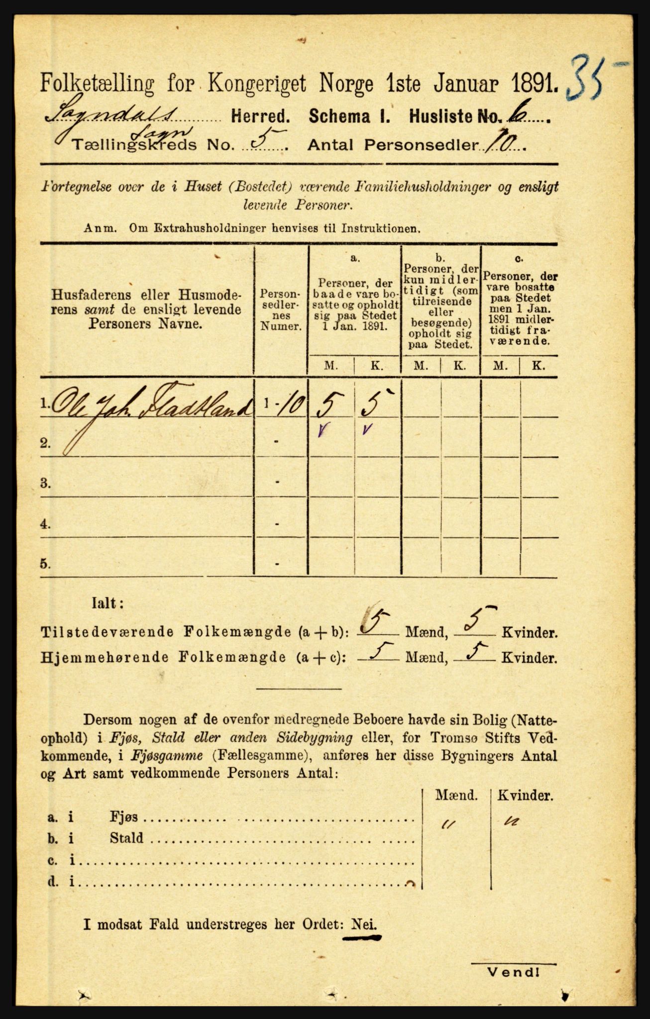 RA, 1891 census for 1420 Sogndal, 1891, p. 2268