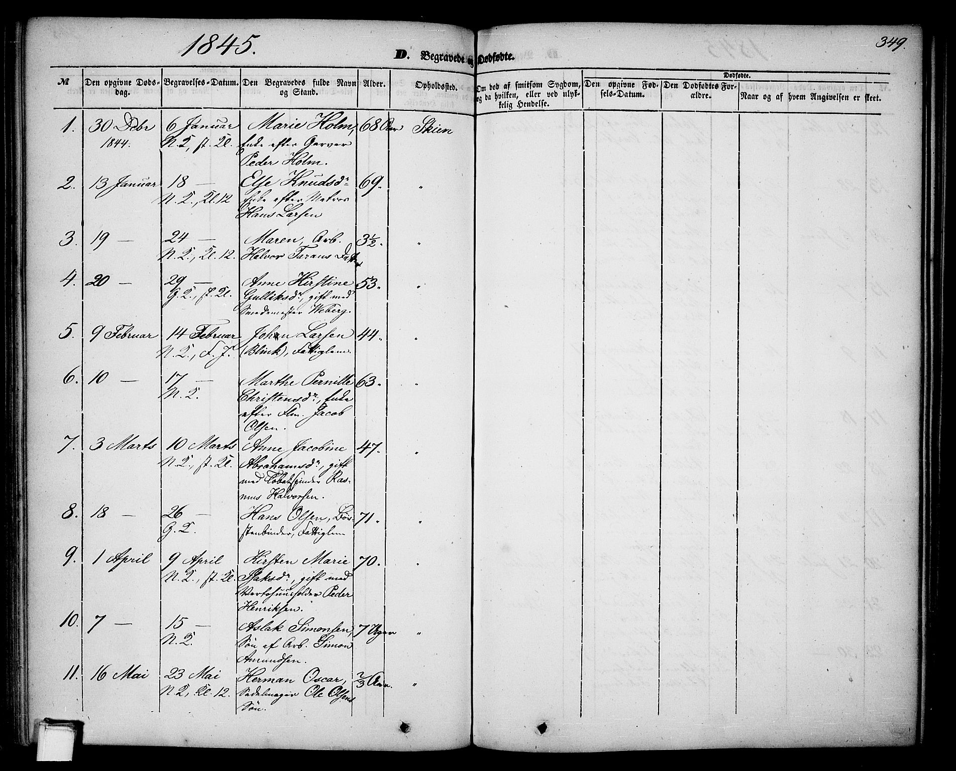 Skien kirkebøker, SAKO/A-302/G/Ga/L0004: Parish register (copy) no. 4, 1843-1867, p. 349