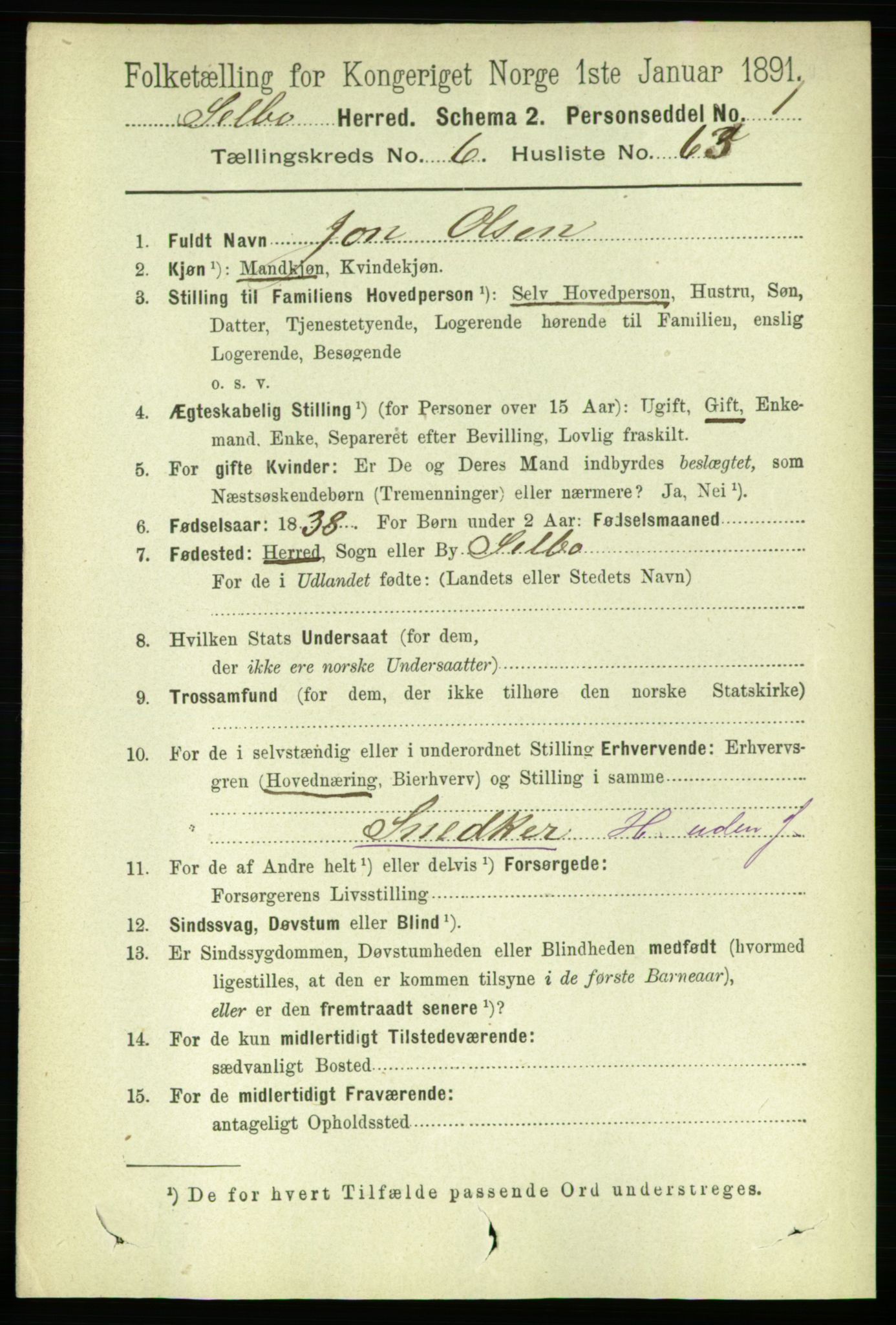 RA, 1891 census for 1664 Selbu, 1891, p. 2514