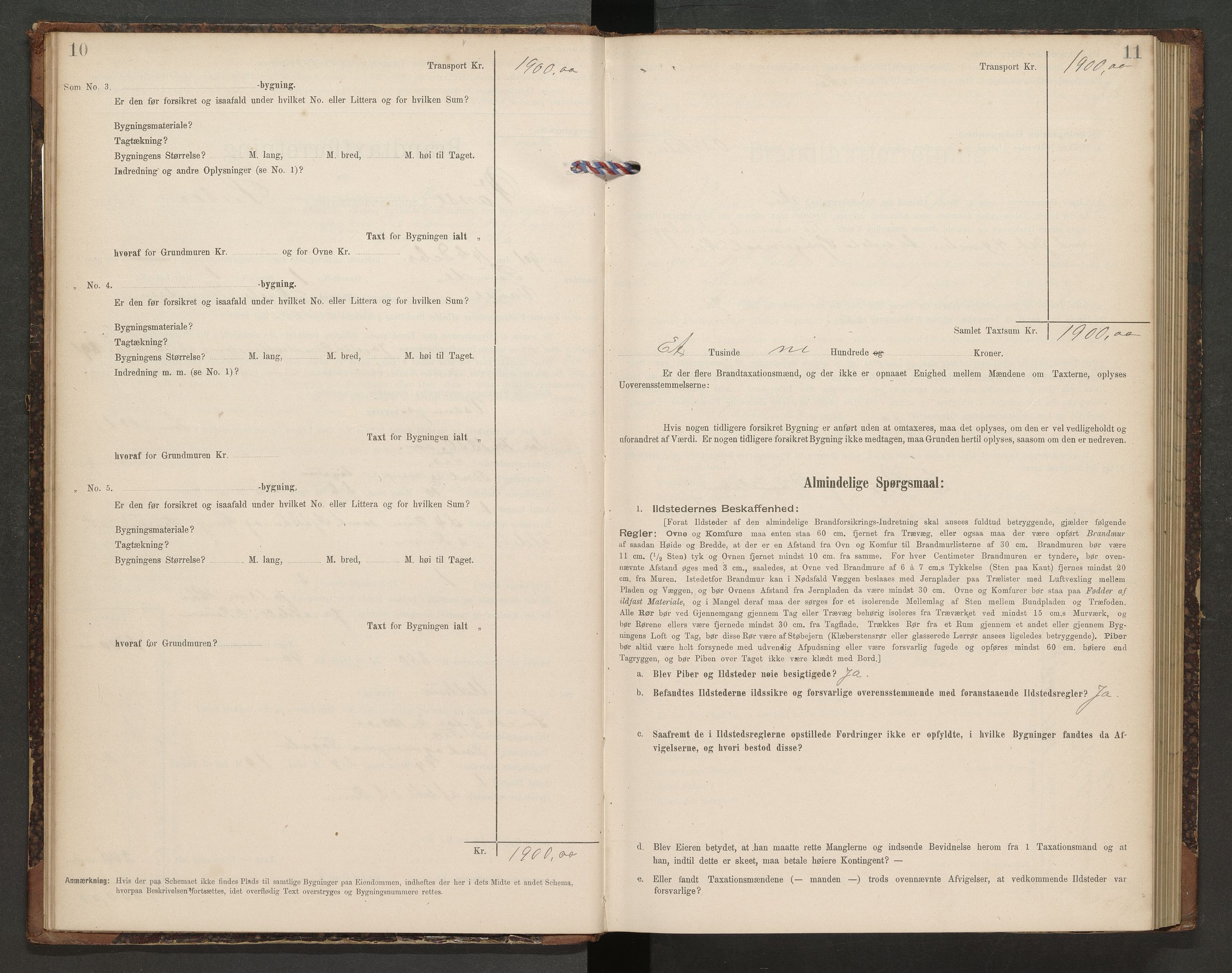 Norges Brannkasse Lista, AV/SAK-2241-0035/F/Fa/L0006: Branntakstprotokoll nr. 6 med gårdsnavnregister, 1901-1904
