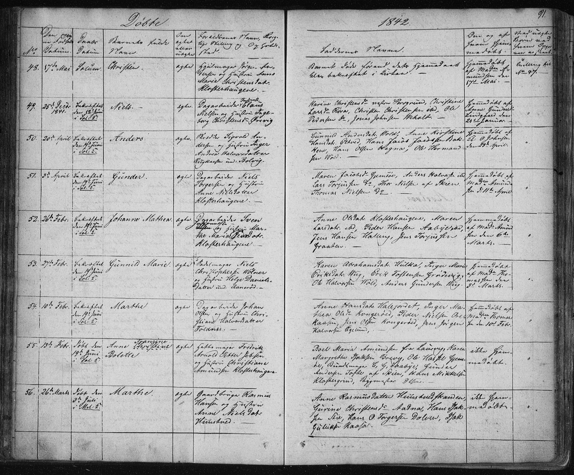 Solum kirkebøker, AV/SAKO-A-306/F/Fa/L0005: Parish register (official) no. I 5, 1833-1843, p. 91