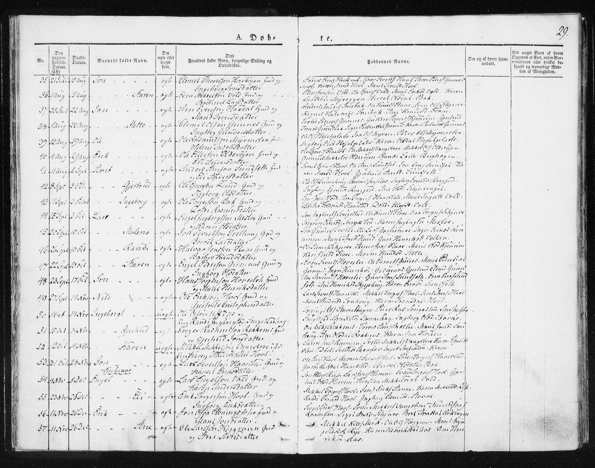 Ministerialprotokoller, klokkerbøker og fødselsregistre - Sør-Trøndelag, SAT/A-1456/674/L0869: Parish register (official) no. 674A01, 1829-1860, p. 29