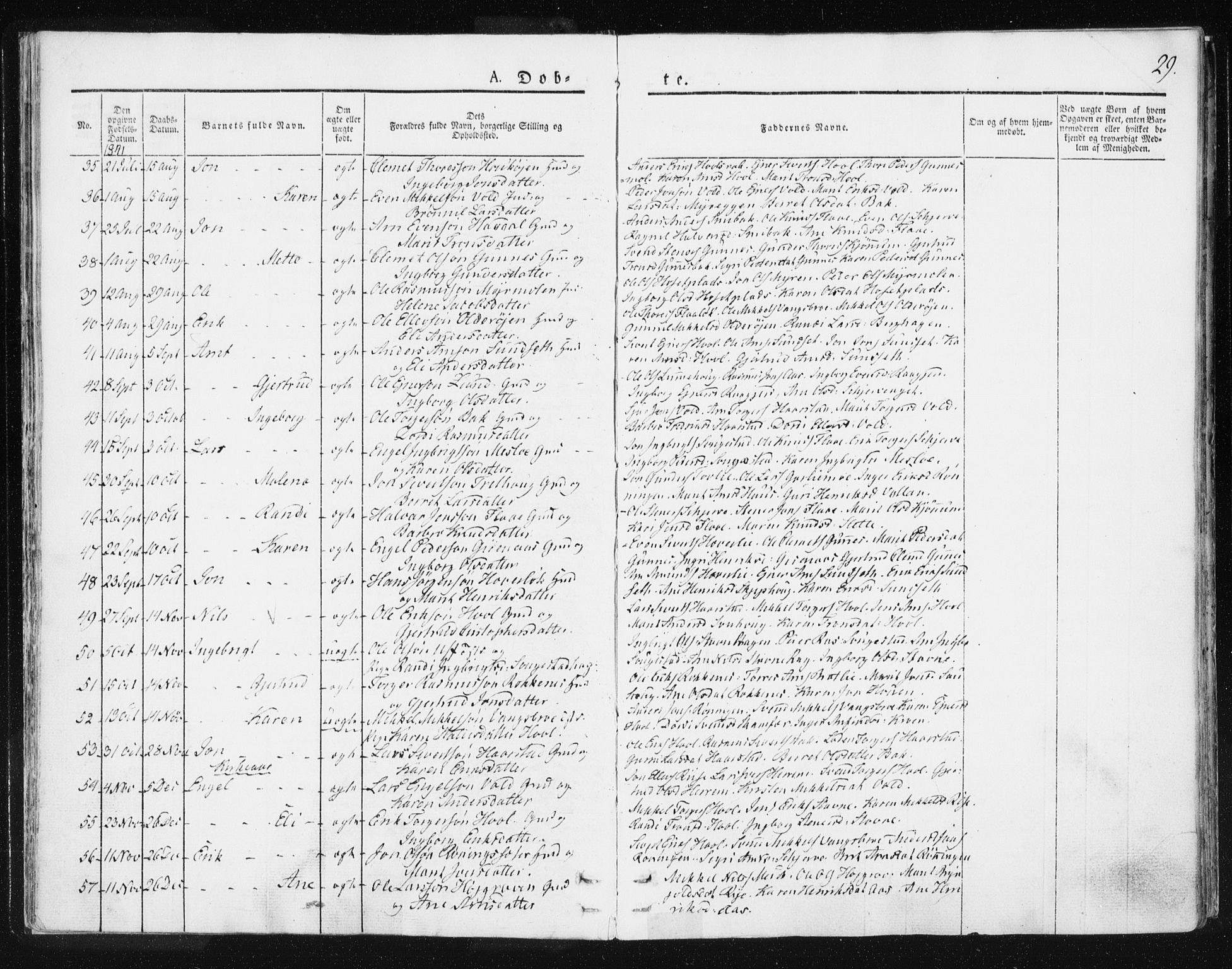 Ministerialprotokoller, klokkerbøker og fødselsregistre - Sør-Trøndelag, AV/SAT-A-1456/674/L0869: Parish register (official) no. 674A01, 1829-1860, p. 29