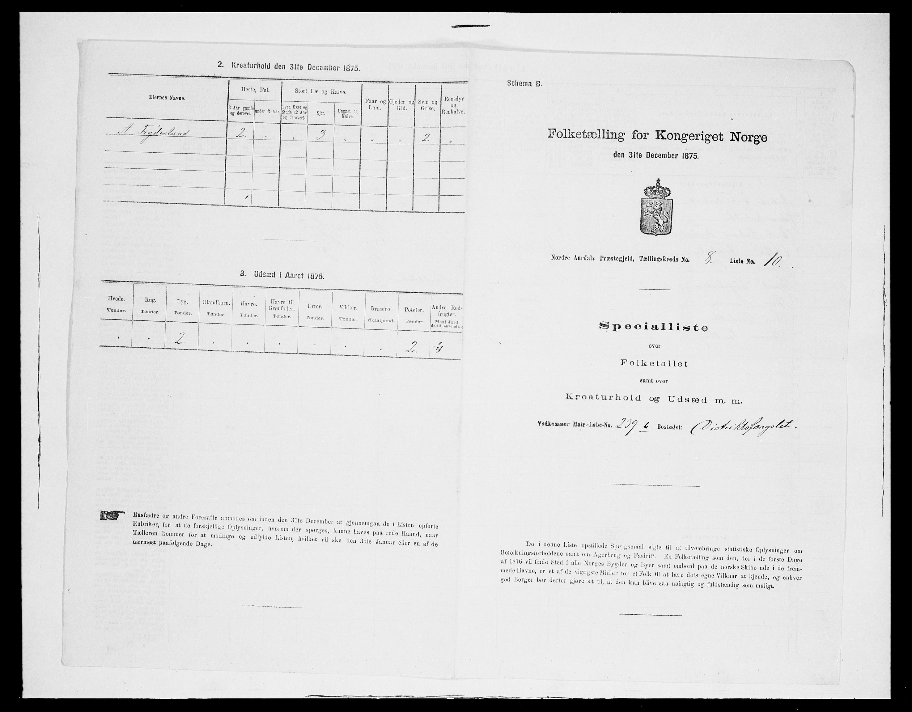 SAH, 1875 census for 0542P Nord-Aurdal, 1875, p. 1298