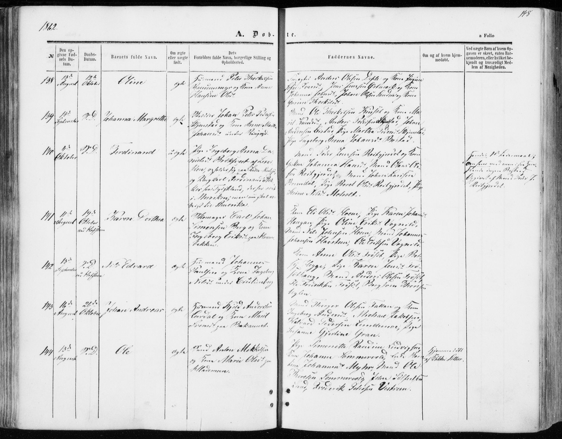 Ministerialprotokoller, klokkerbøker og fødselsregistre - Sør-Trøndelag, SAT/A-1456/606/L0292: Parish register (official) no. 606A07, 1856-1865, p. 148