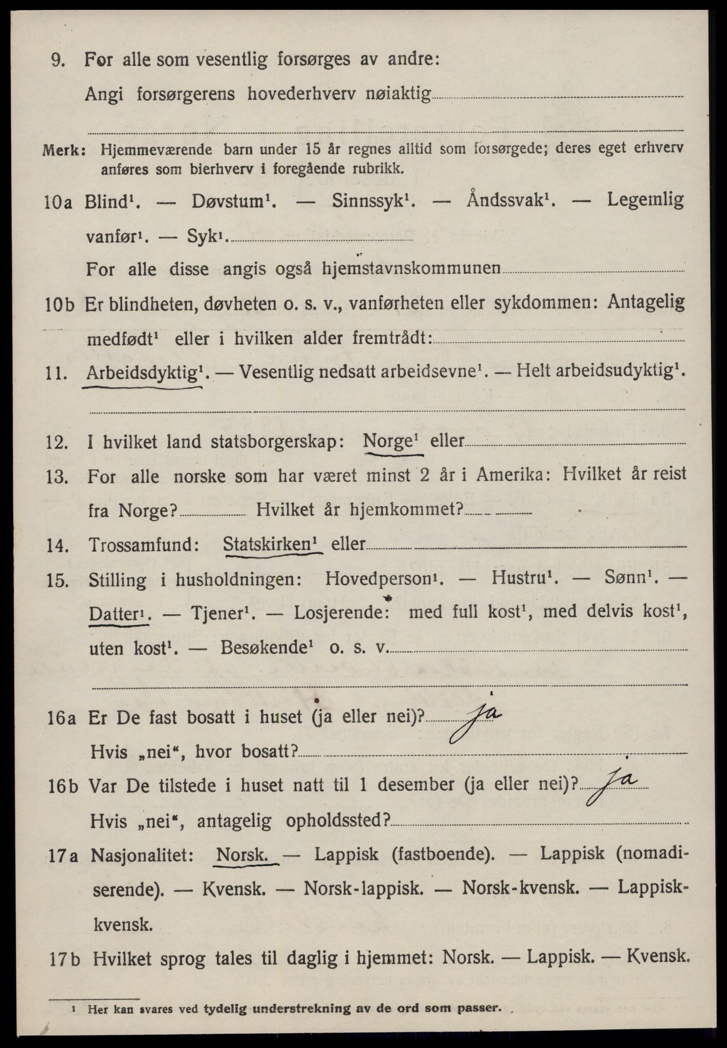 SAT, 1920 census for Å, 1920, p. 2069