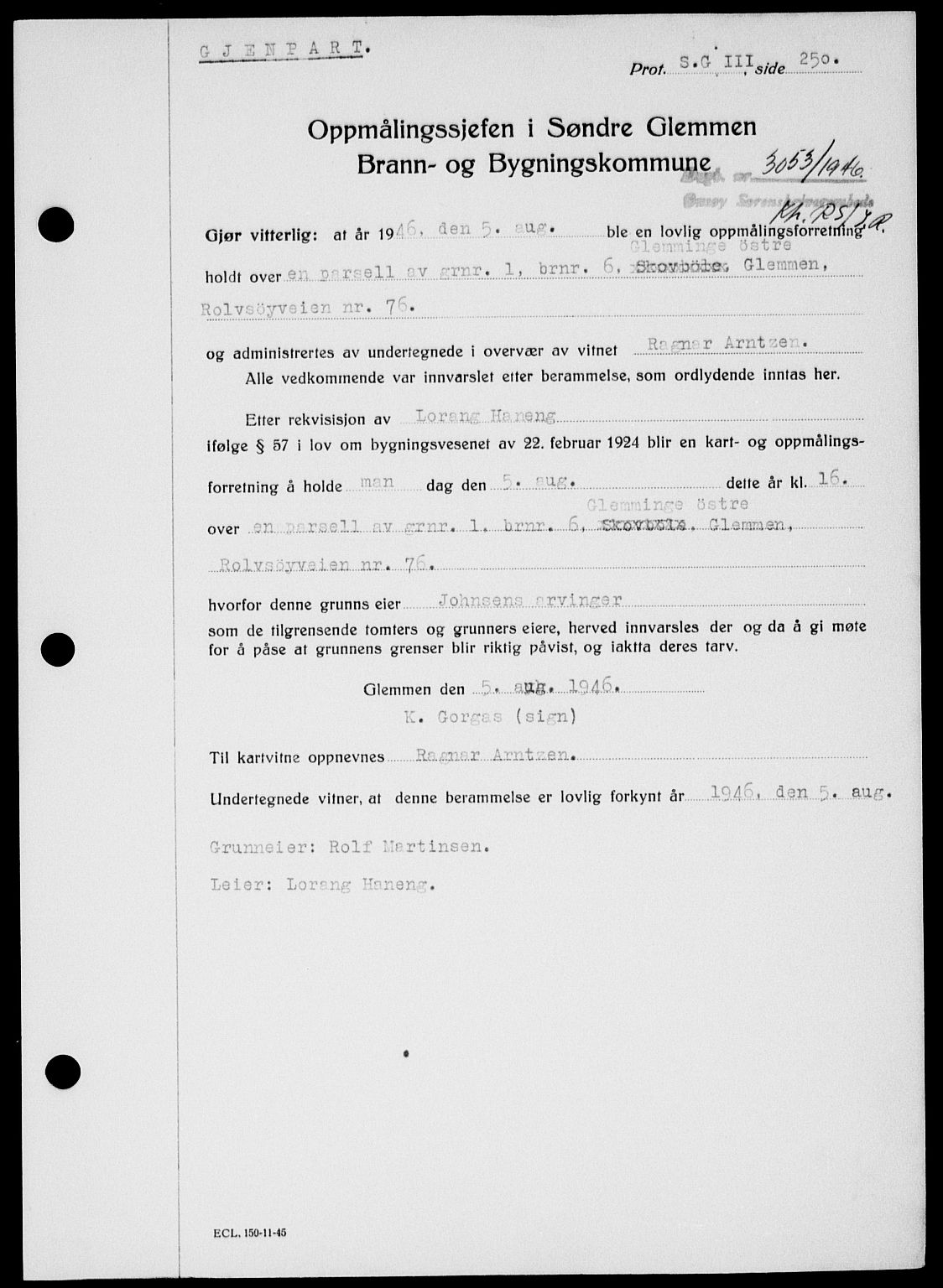 Onsøy sorenskriveri, SAO/A-10474/G/Ga/Gab/L0018: Mortgage book no. II A-18, 1946-1947, Diary no: : 3053/1946