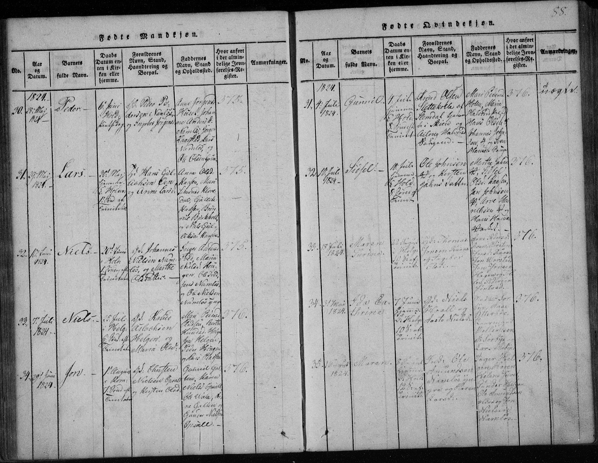 Holla kirkebøker, AV/SAKO-A-272/F/Fa/L0003: Parish register (official) no. 3, 1815-1830, p. 88