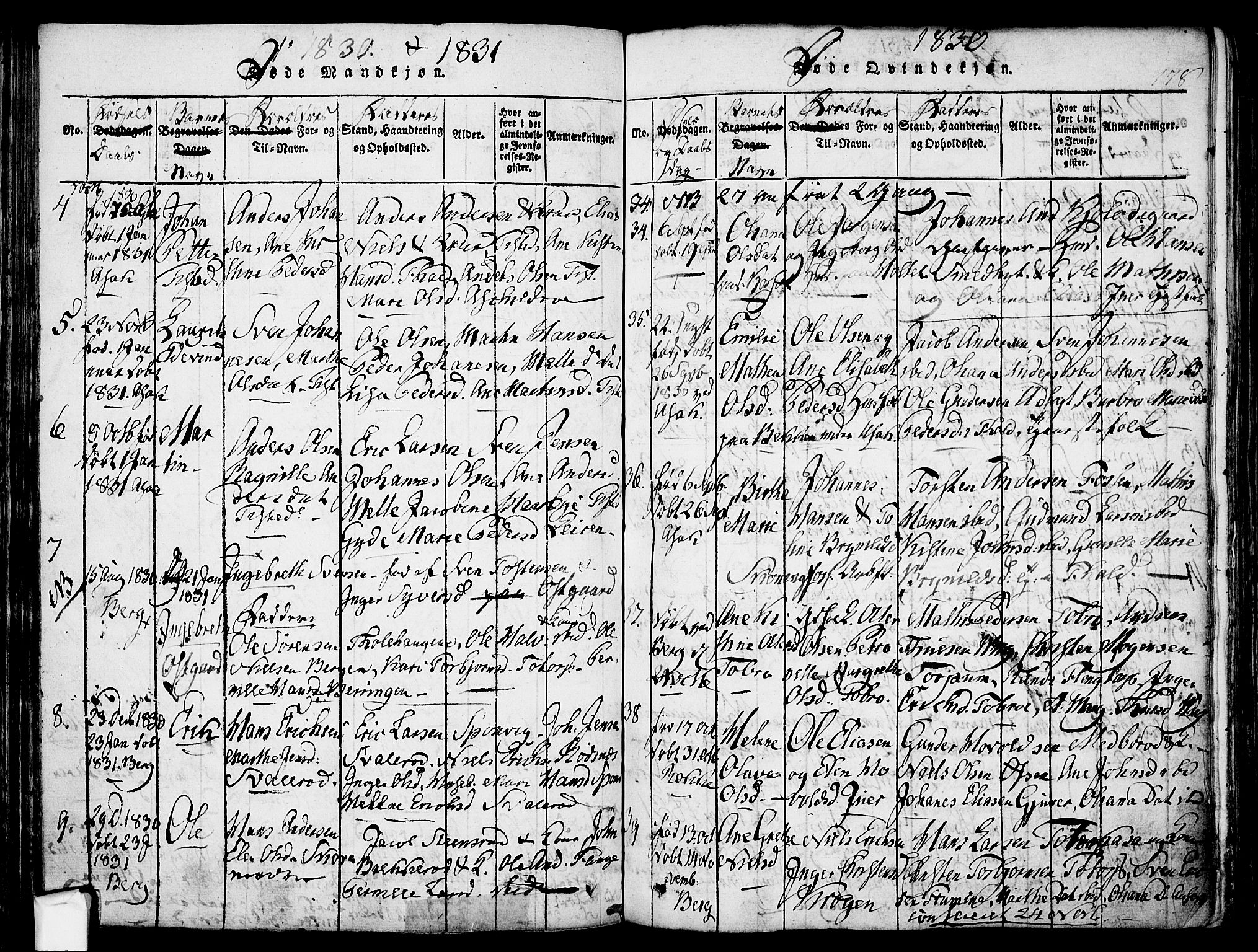 Berg prestekontor Kirkebøker, SAO/A-10902/F/Fa/L0002: Parish register (official) no. I 2, 1815-1831, p. 178