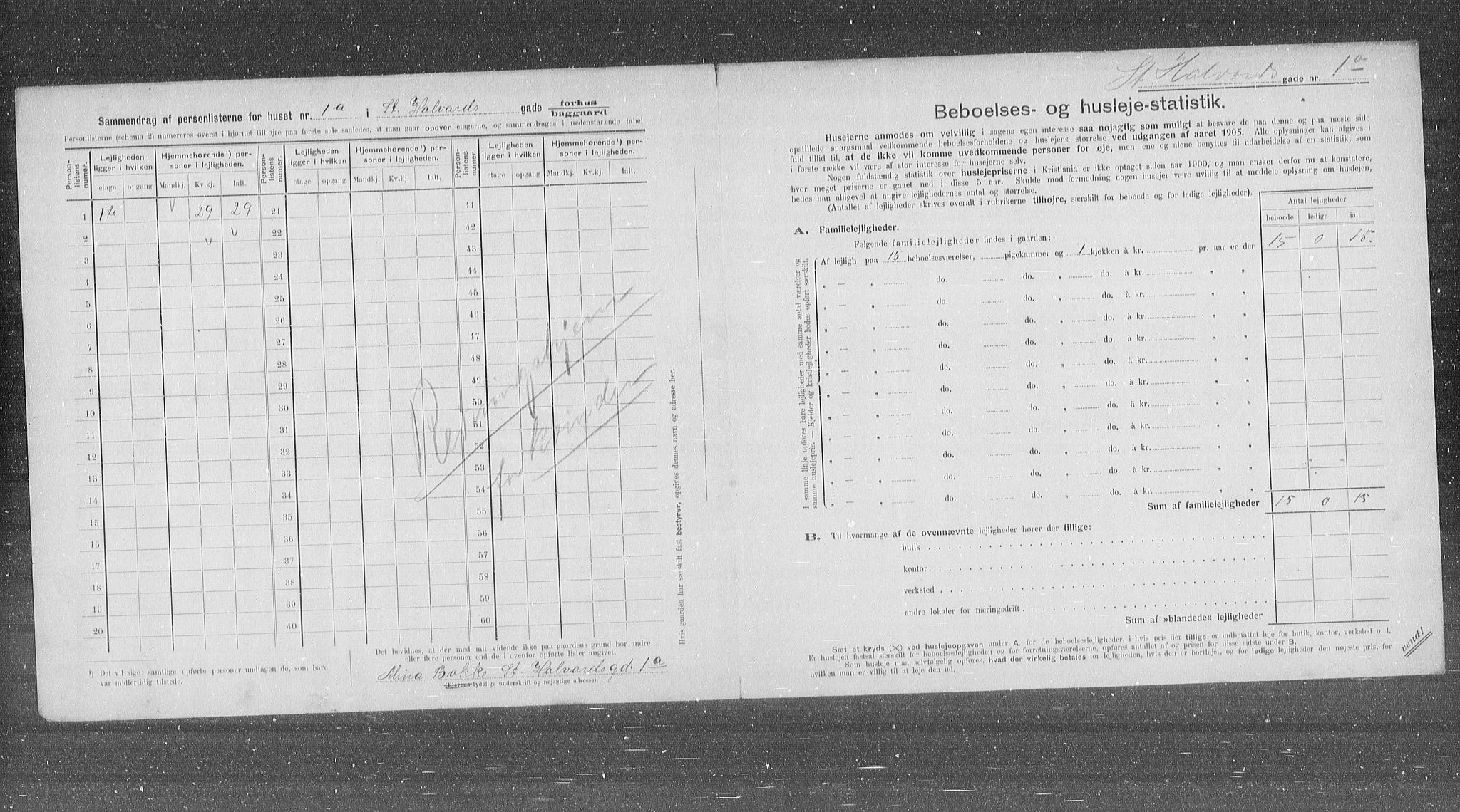 OBA, Municipal Census 1905 for Kristiania, 1905, p. 52912